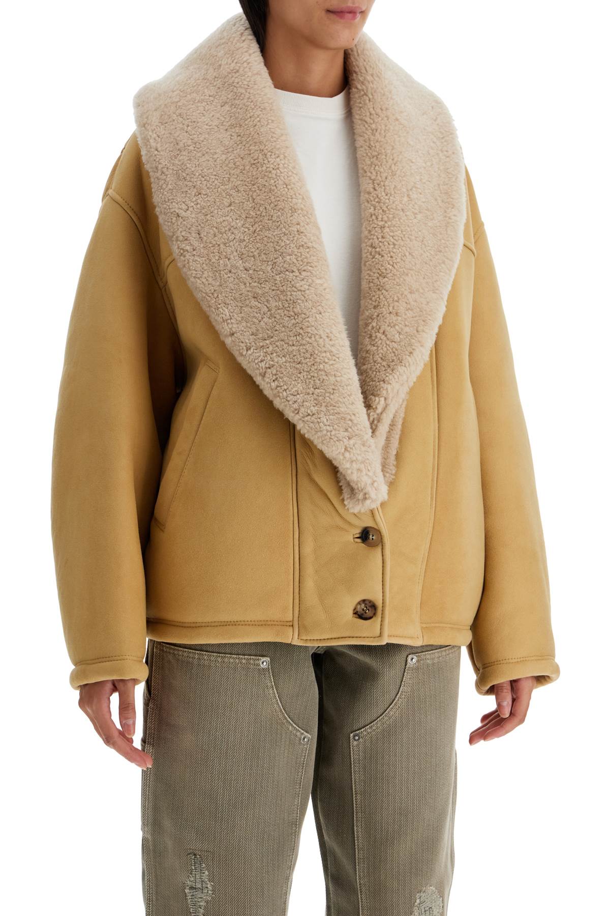 Shop Golden Goose Shearling Margot Jacket In Beige