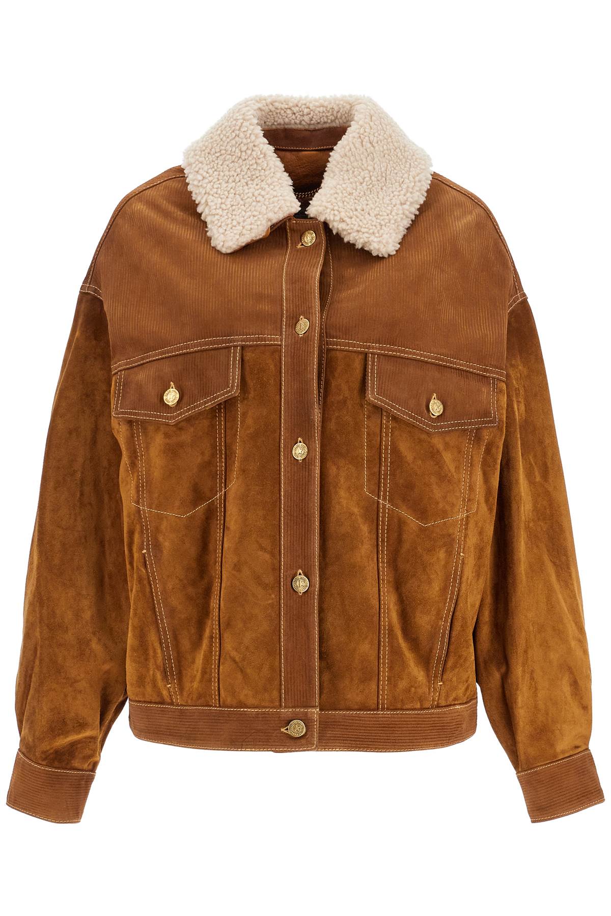 Shop Golden Goose "babette Leather Jacket" In Brown