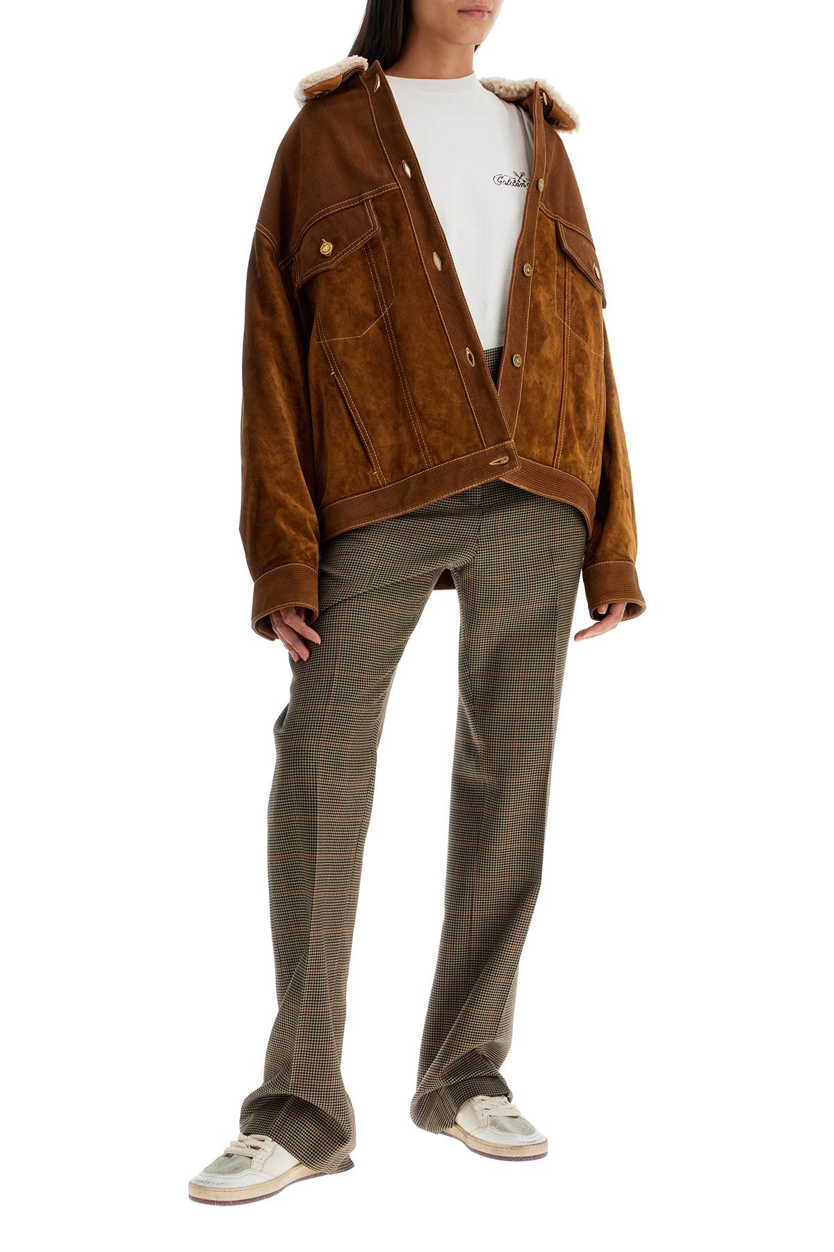 Shop Golden Goose "babette Leather Jacket" In Brown