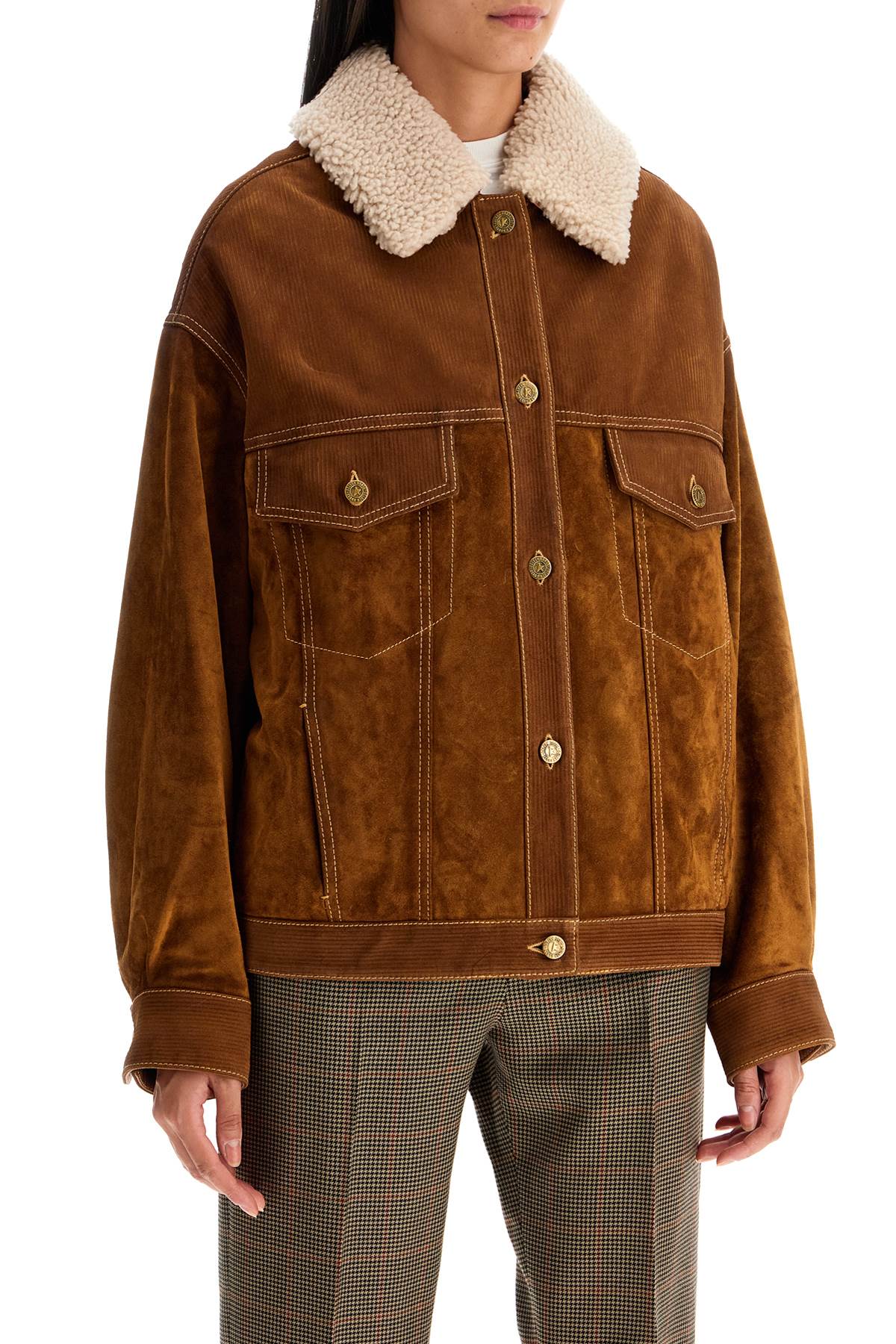 Shop Golden Goose "babette Leather Jacket" In Brown