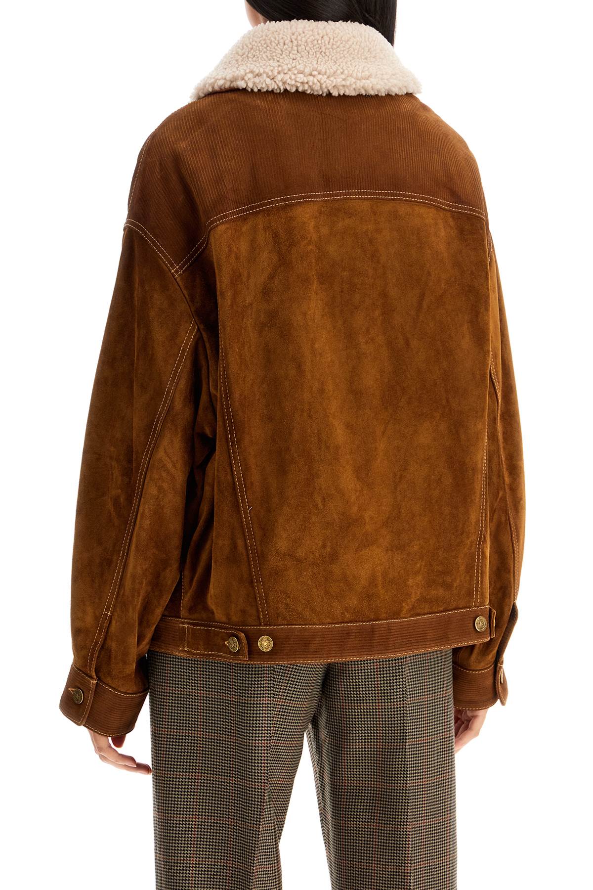 Shop Golden Goose "babette Leather Jacket" In Brown