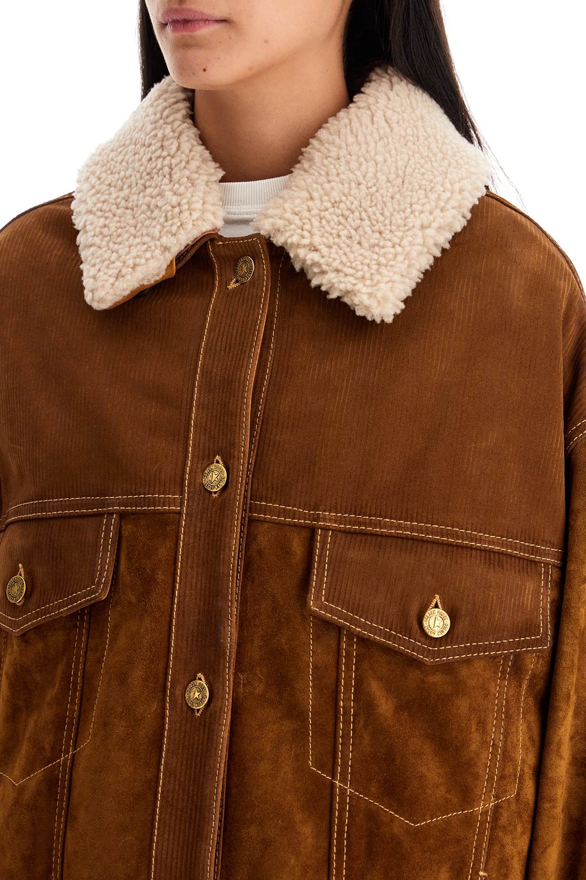 Shop Golden Goose "babette Leather Jacket" In Brown