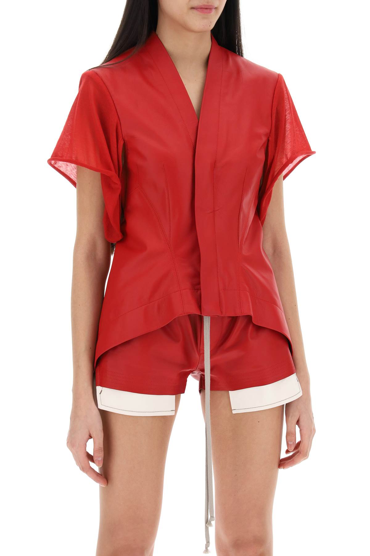 Shop Rick Owens Jacket By Tommy V In Leather In Red