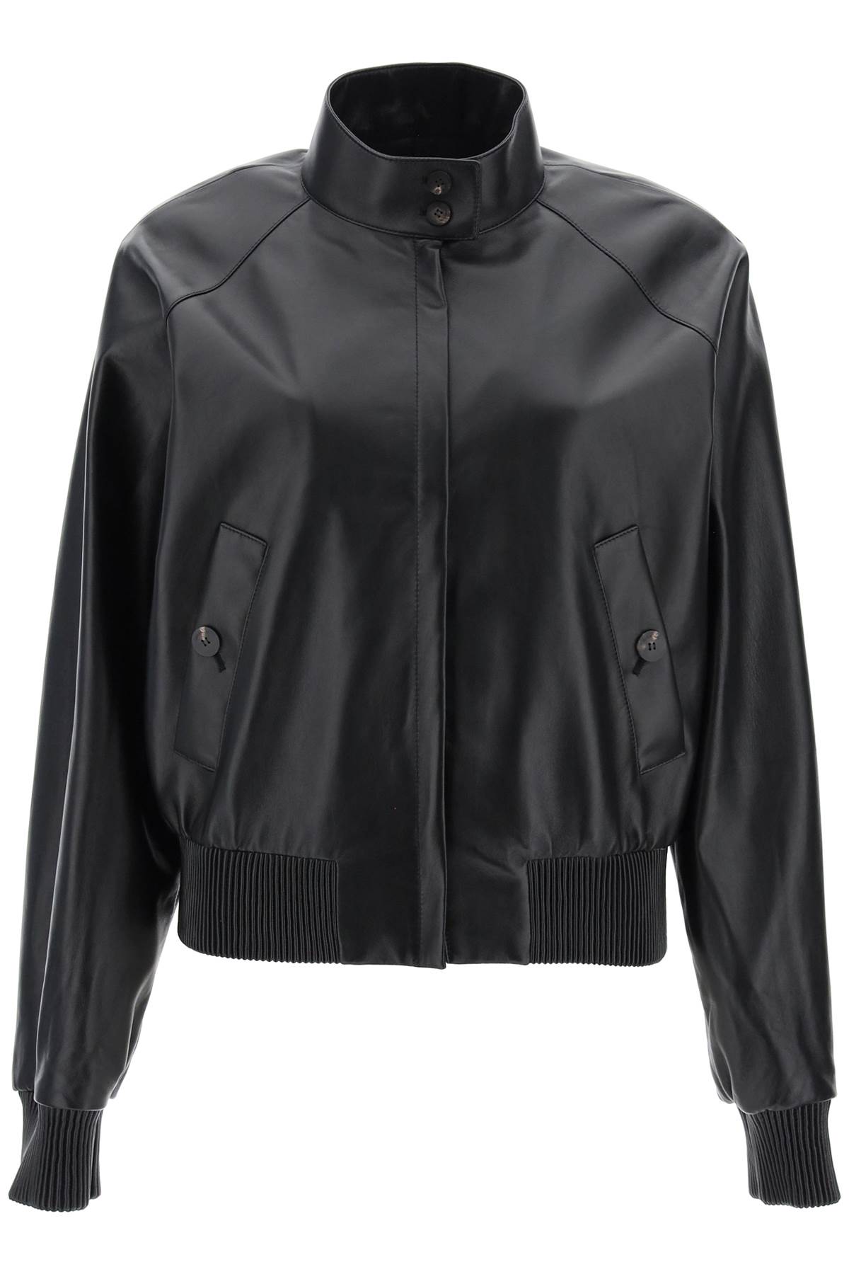 Shop Ferragamo Harrington Leather Jacket In In Black