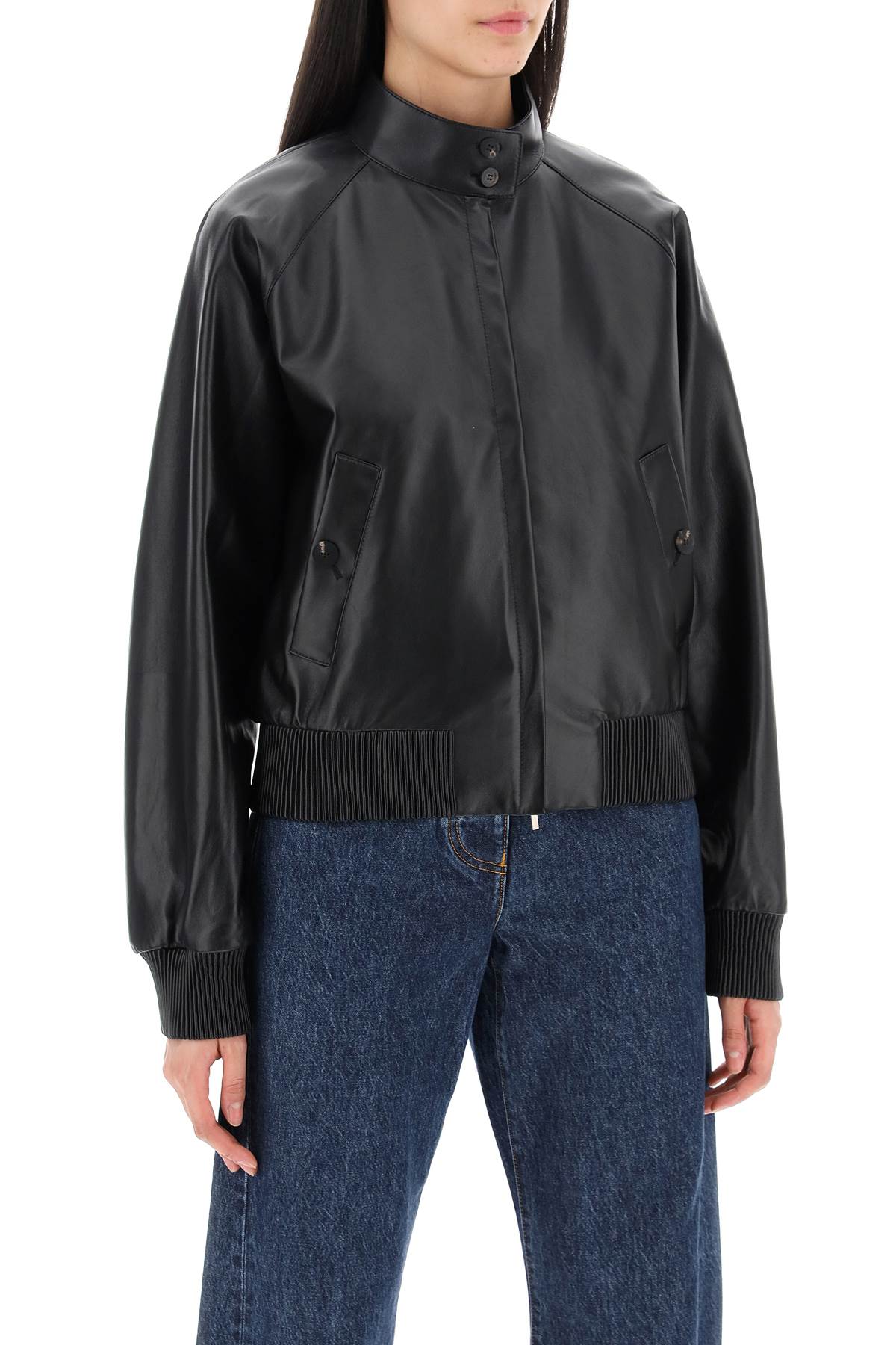 Shop Ferragamo Harrington Leather Jacket In In Black