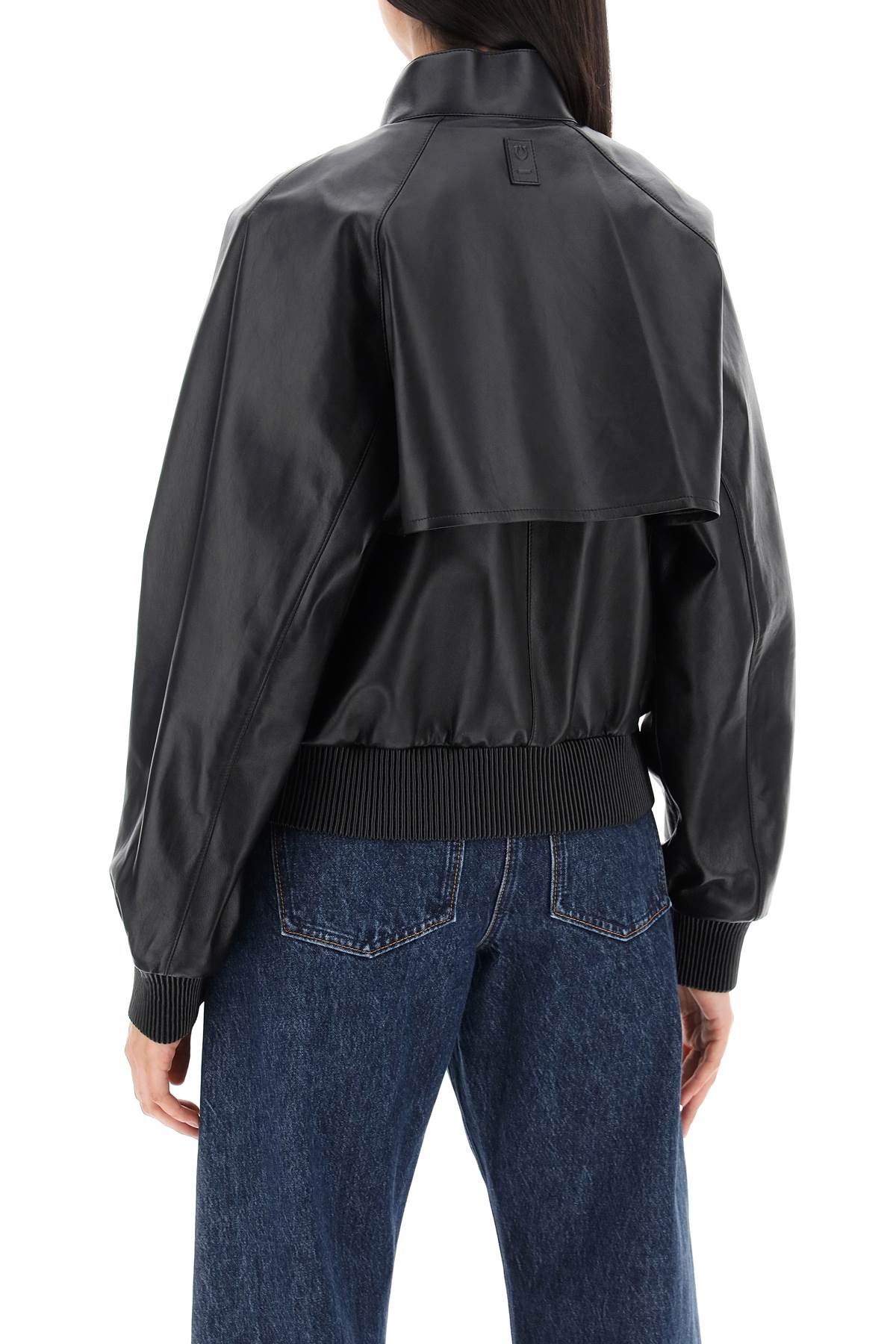 Shop Ferragamo Harrington Leather Jacket In In Black