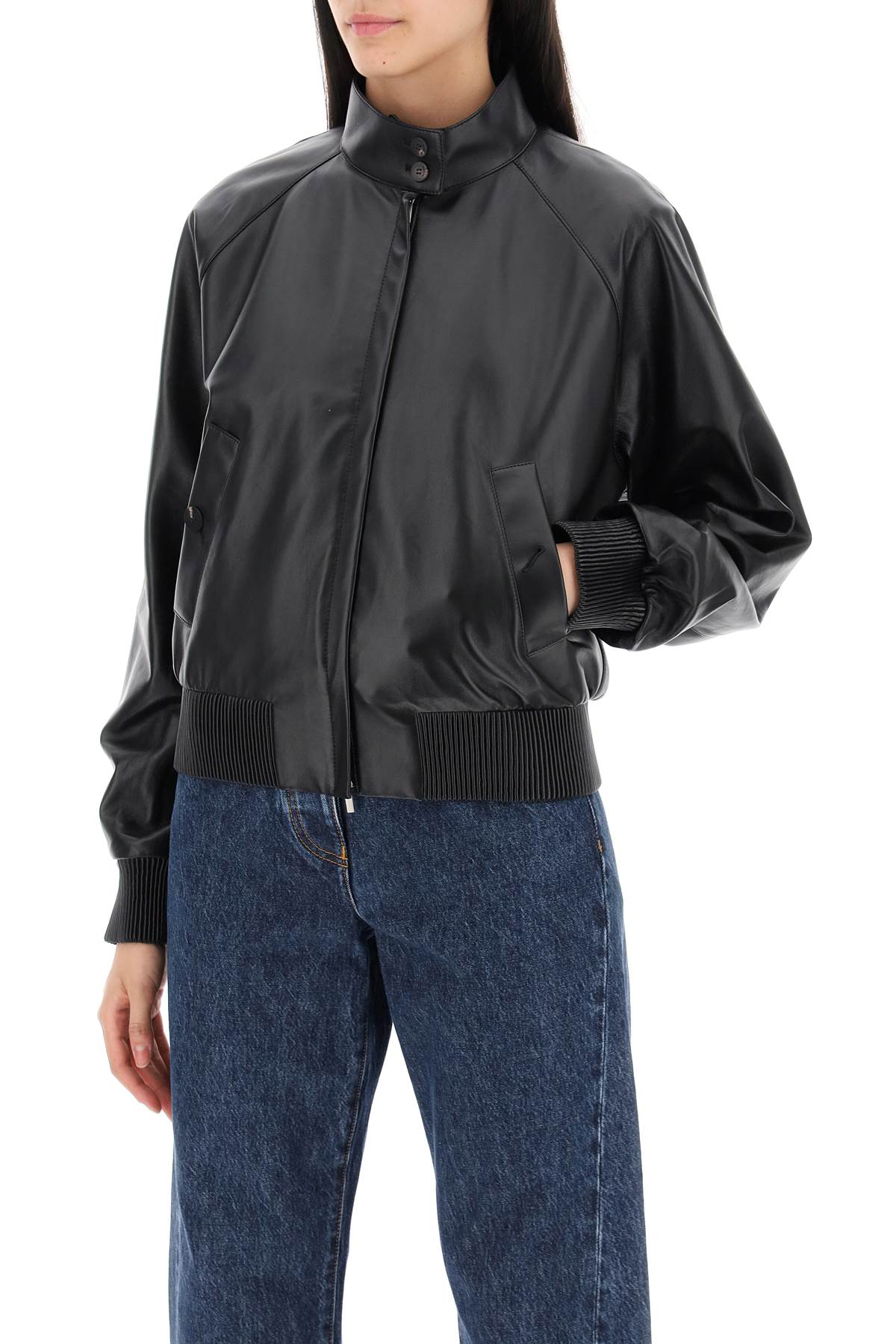 Shop Ferragamo Harrington Leather Jacket In In Black