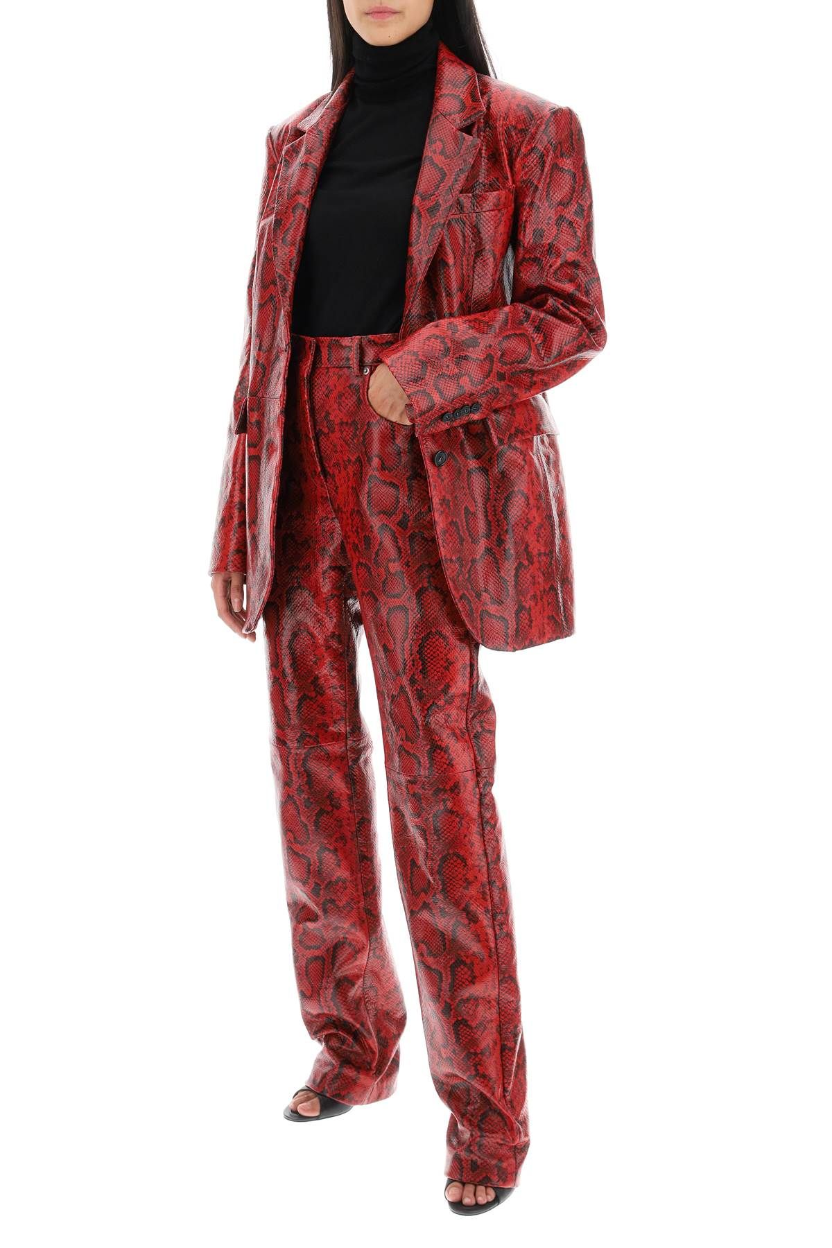 Shop Sportmax Fiorigi Snake-effect Leather Jacket In Red
