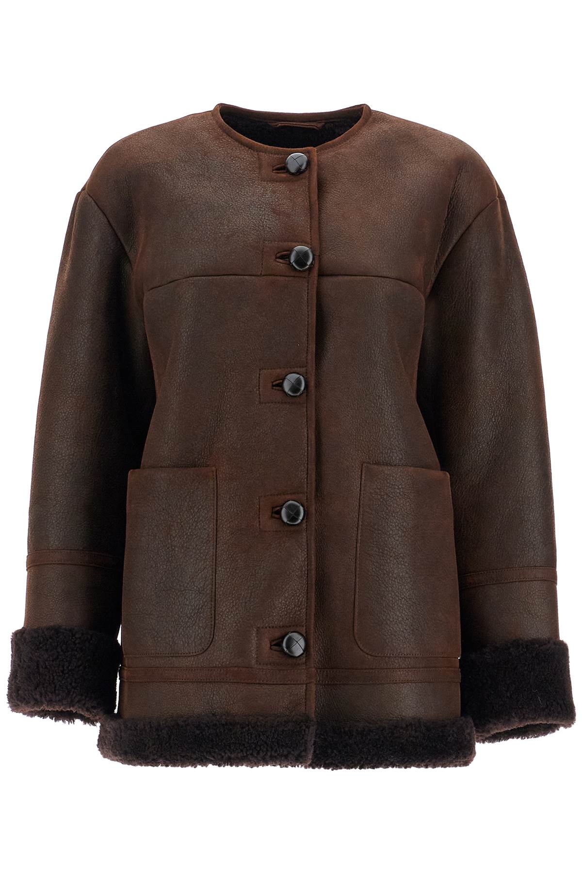 Shop Weekend Max Mara 'borbone' Shearling In Brown