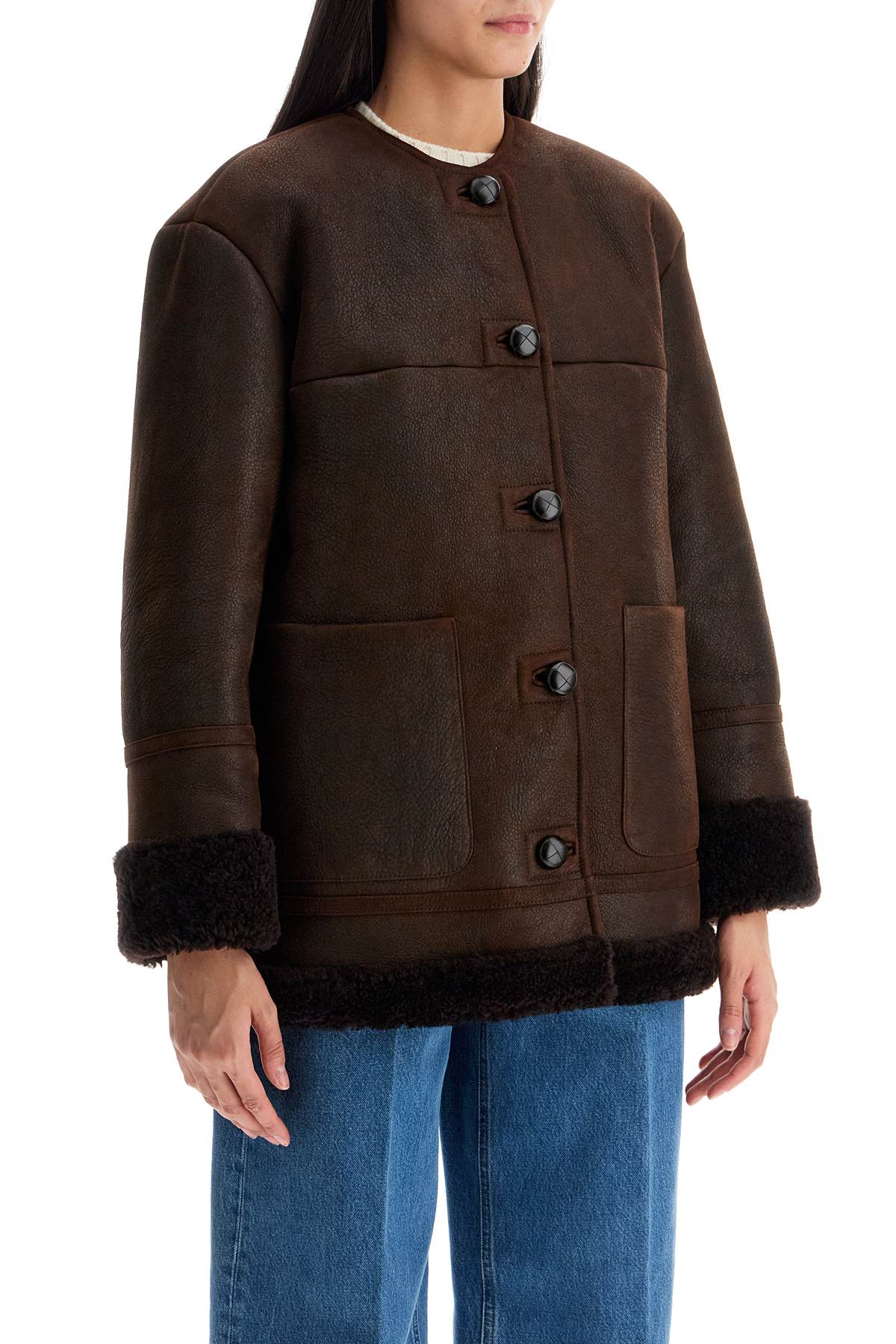 Shop Weekend Max Mara 'borbone' Shearling In Brown