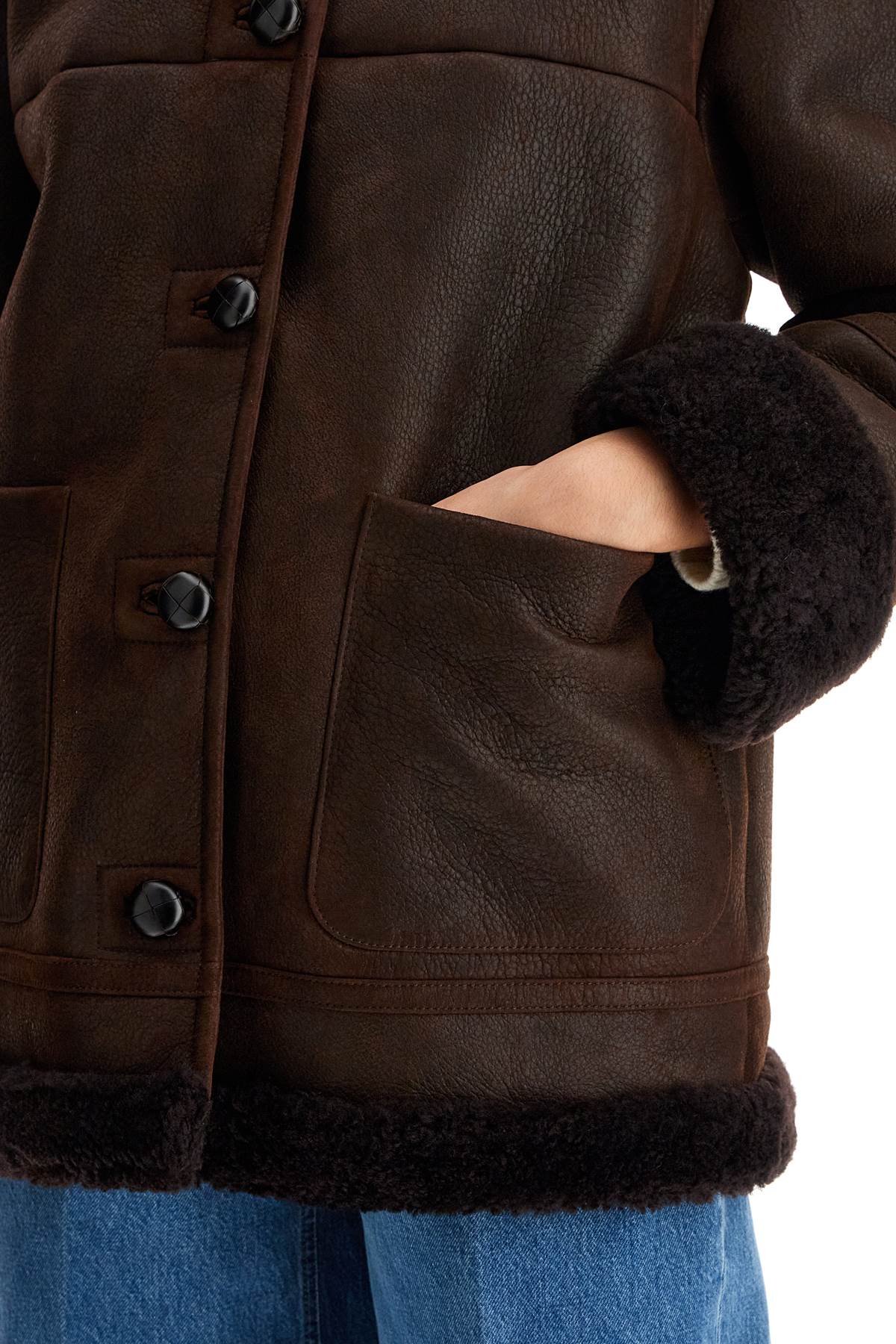 Shop Weekend Max Mara 'borbone' Shearling In Brown