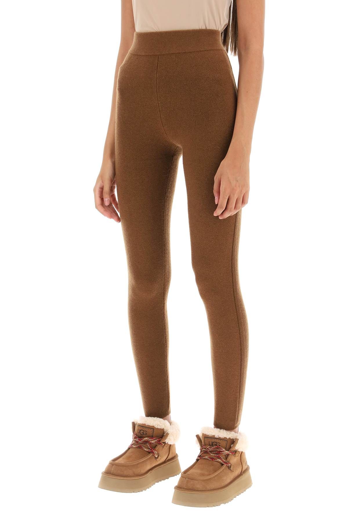 Shop Max Mara 'alare' Wool And Cashmere Knitted Leggings In Brown