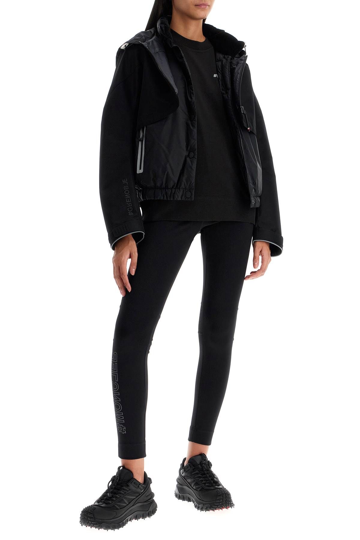 Shop Moncler Technical Jersey Leggings For Active Wear In Black