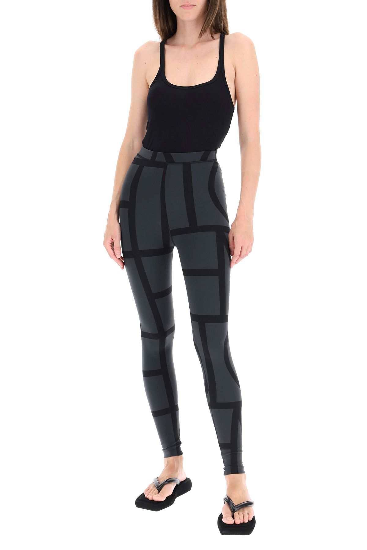 Shop Totême Mongram Leggings In Black,grey