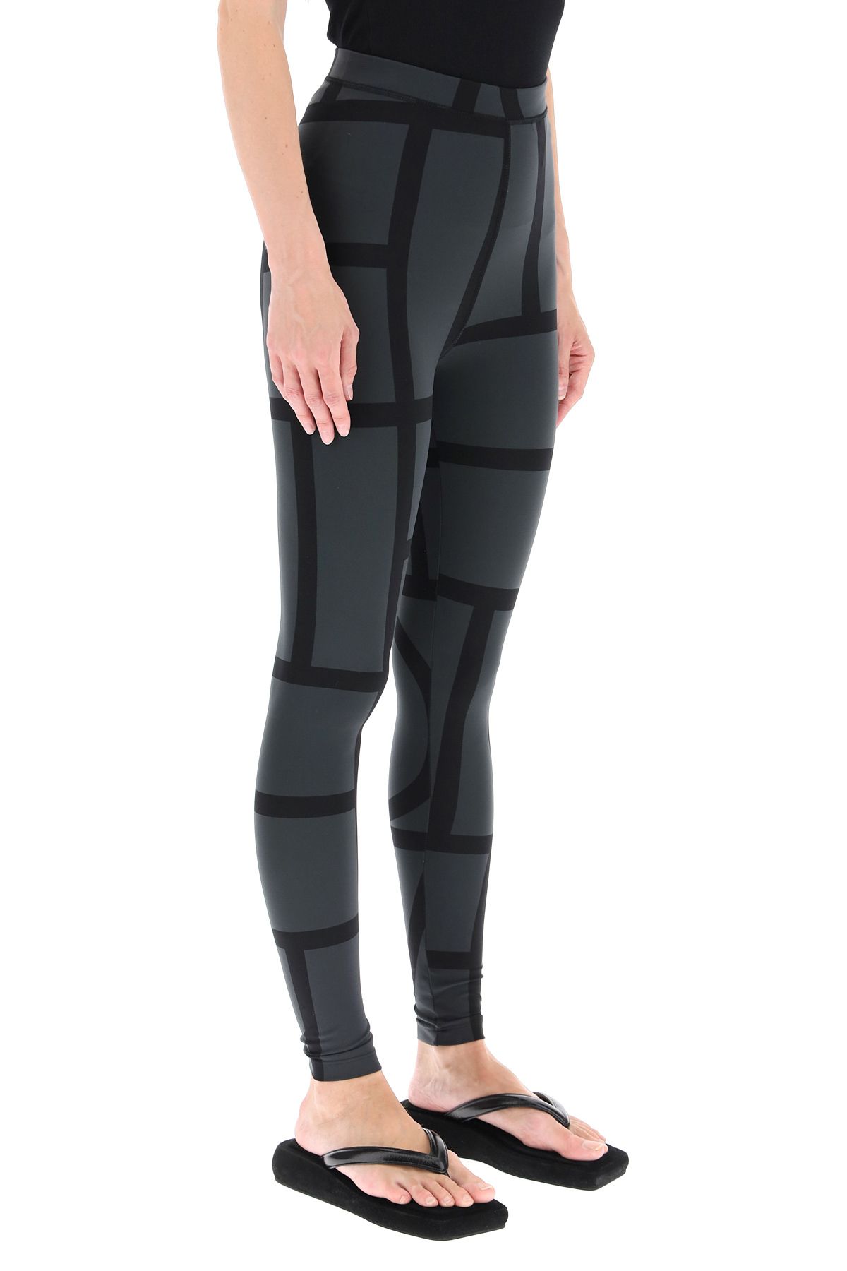 Shop Totême Mongram Leggings In Black,grey