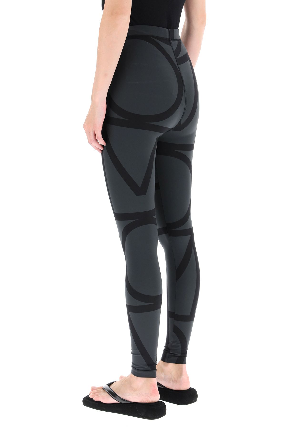 Shop Totême Mongram Leggings In Black,grey