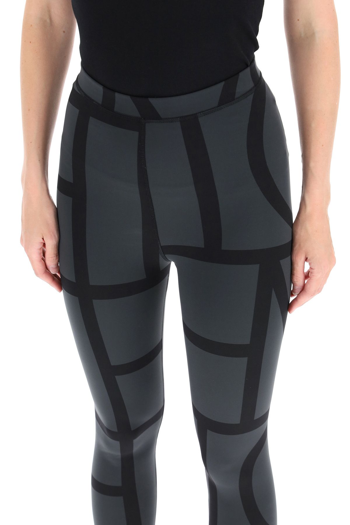 Shop Totême Mongram Leggings In Black,grey