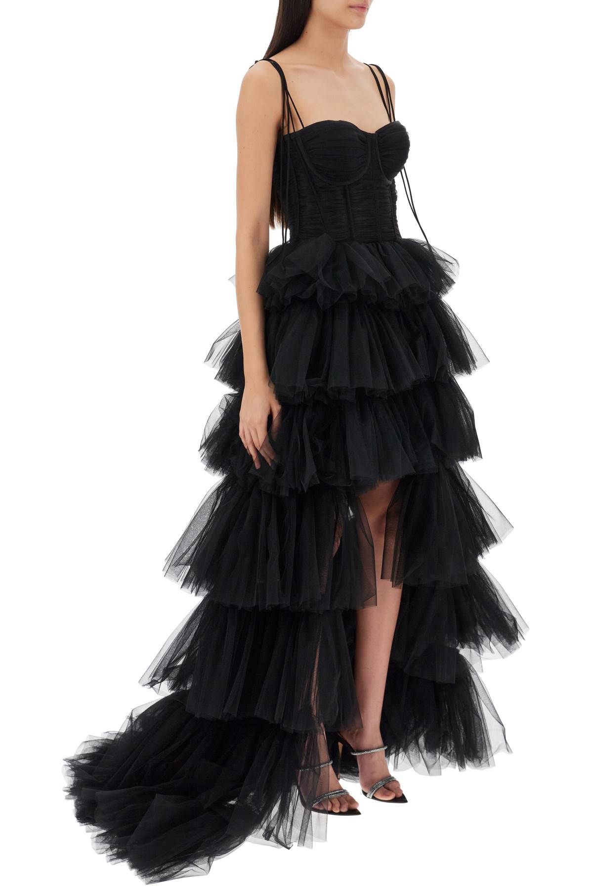 Shop 19:13 Dresscode Long Bustier Dress With Flounced Skirt In Black