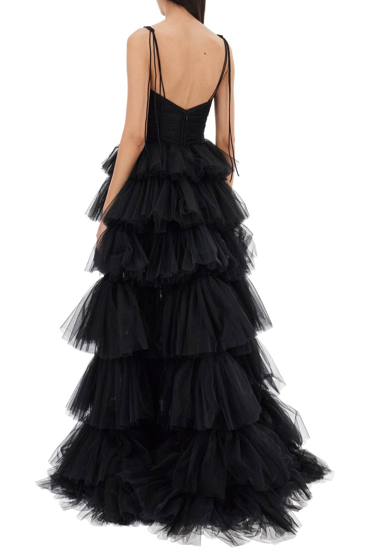 Shop 19:13 Dresscode Long Bustier Dress With Flounced Skirt In Black