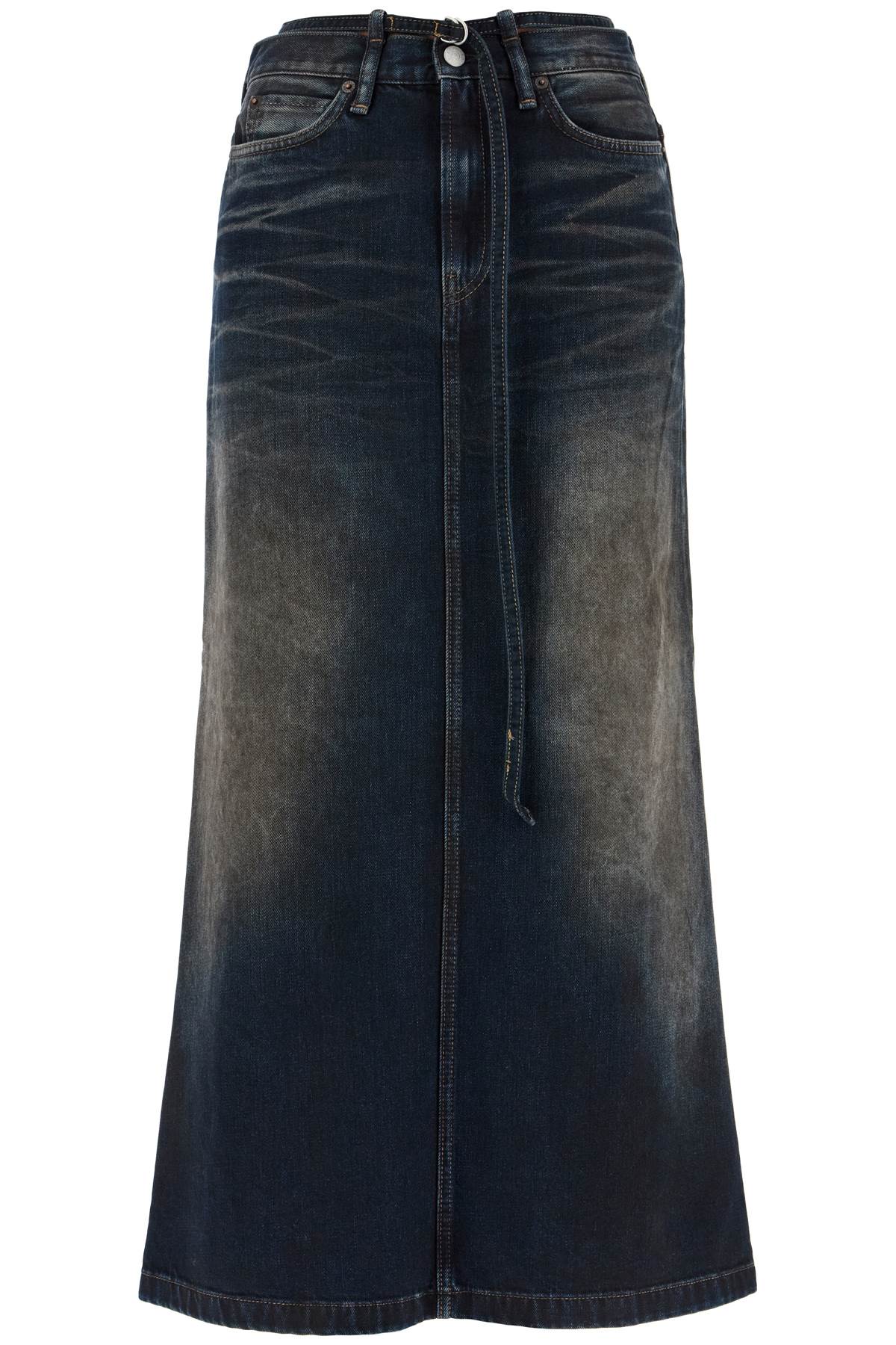 Shop Acne Studios Maxi Denim Skirt With Waist Strap In Blue