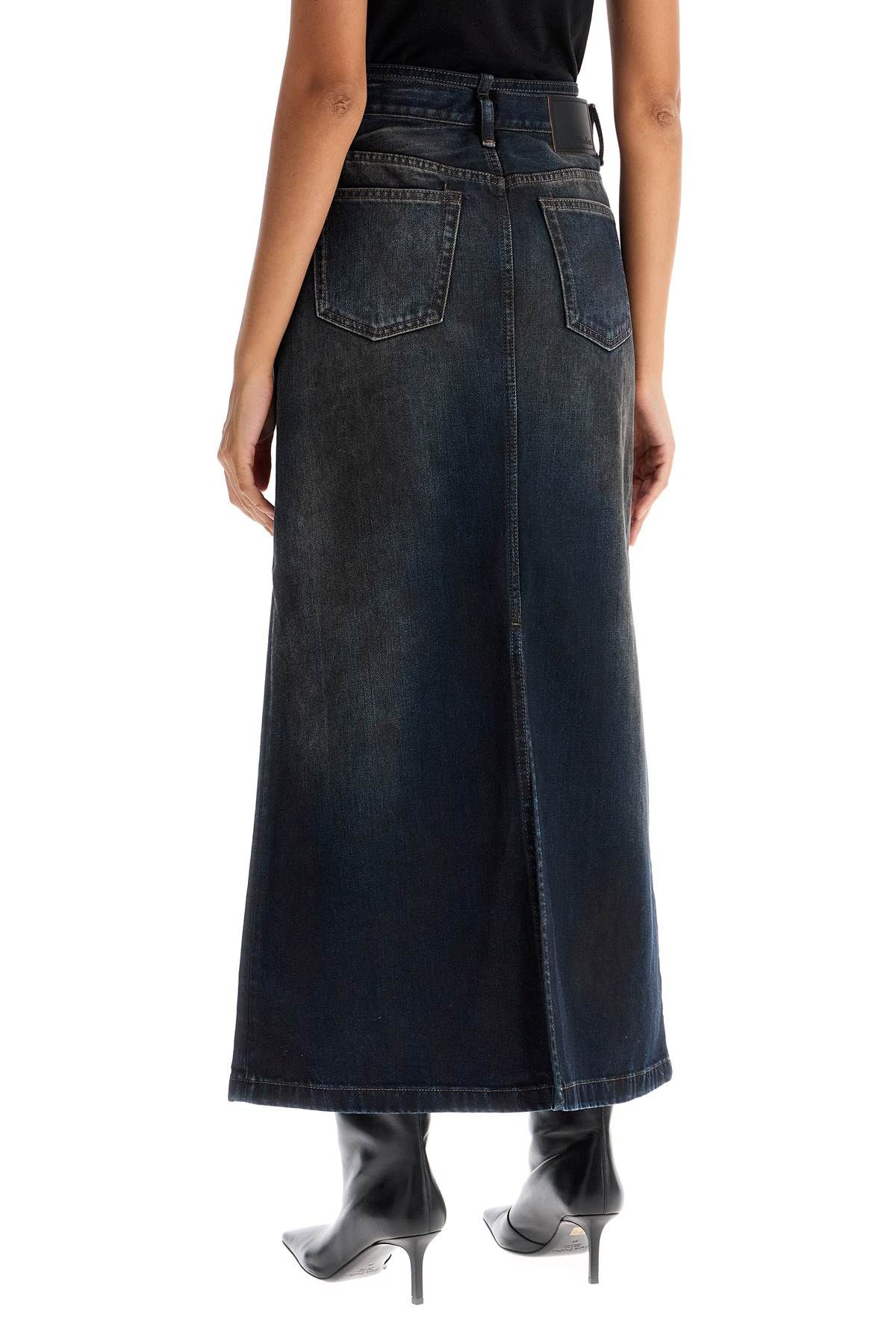 Shop Acne Studios Maxi Denim Skirt With Waist Strap In Blue