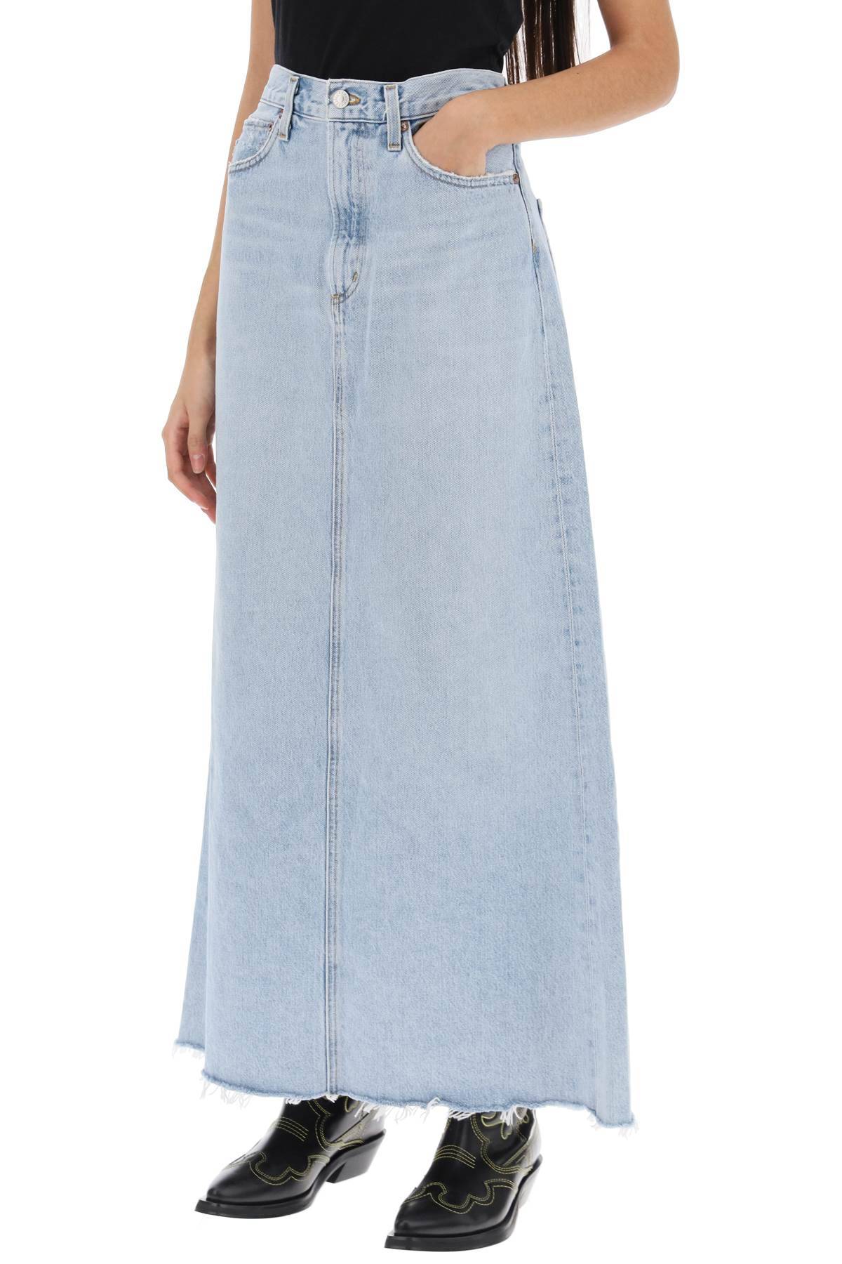 Shop Agolde Hilla Maxi Skirt In Denim In Light Blue