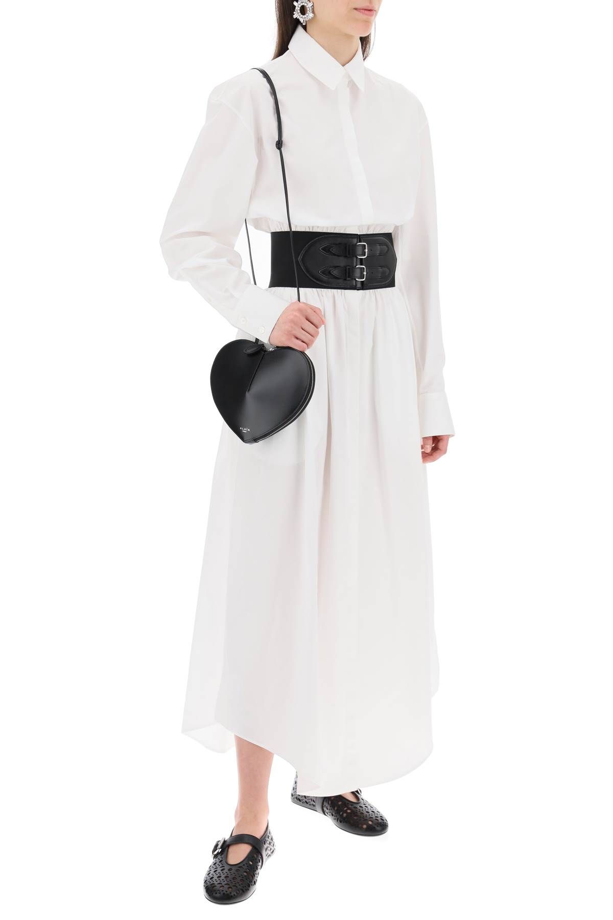 Shop Alaïa Poplin Chemisier With Belt In White