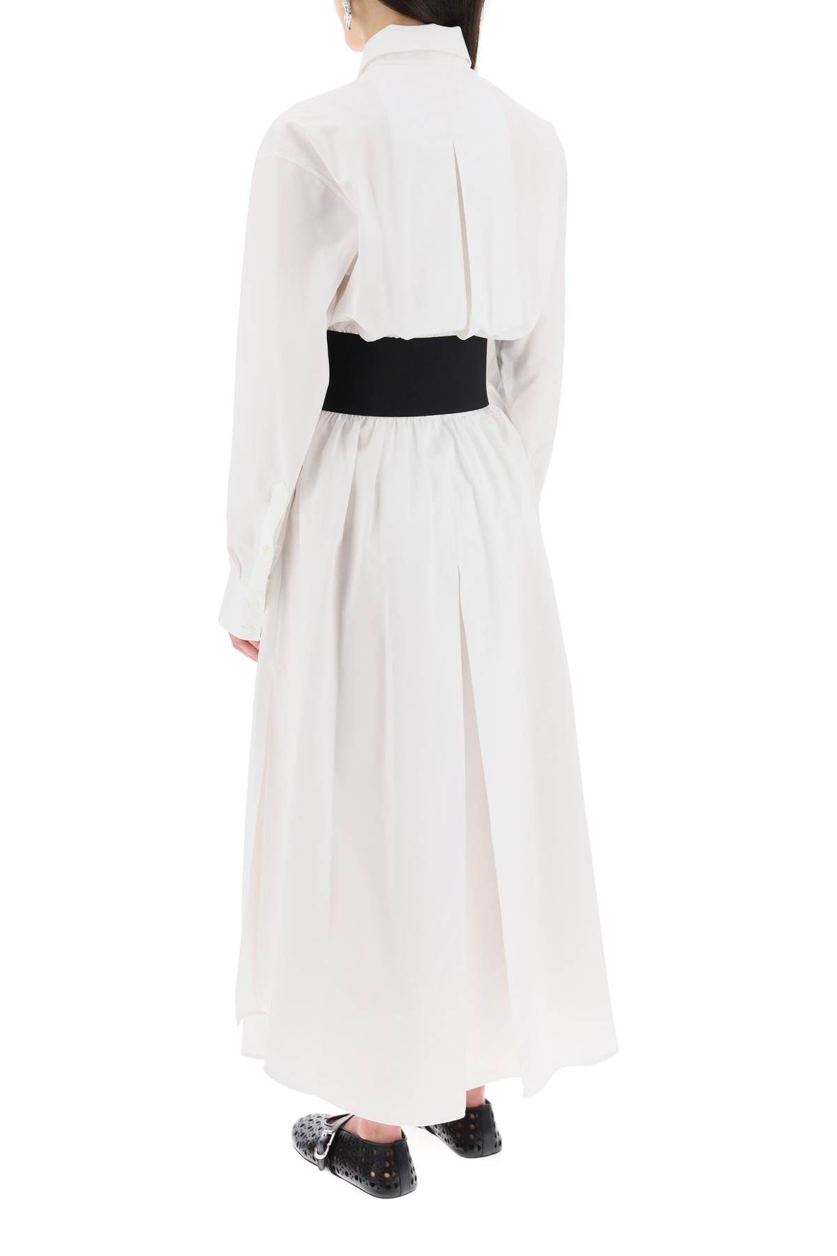 Shop Alaïa Poplin Chemisier With Belt In White