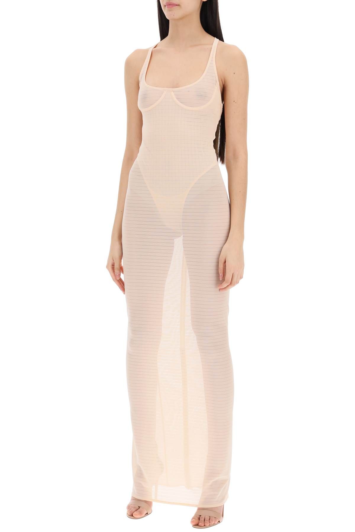 Shop Alaïa Transparent Dress With Integrated Bodysuit In Pink