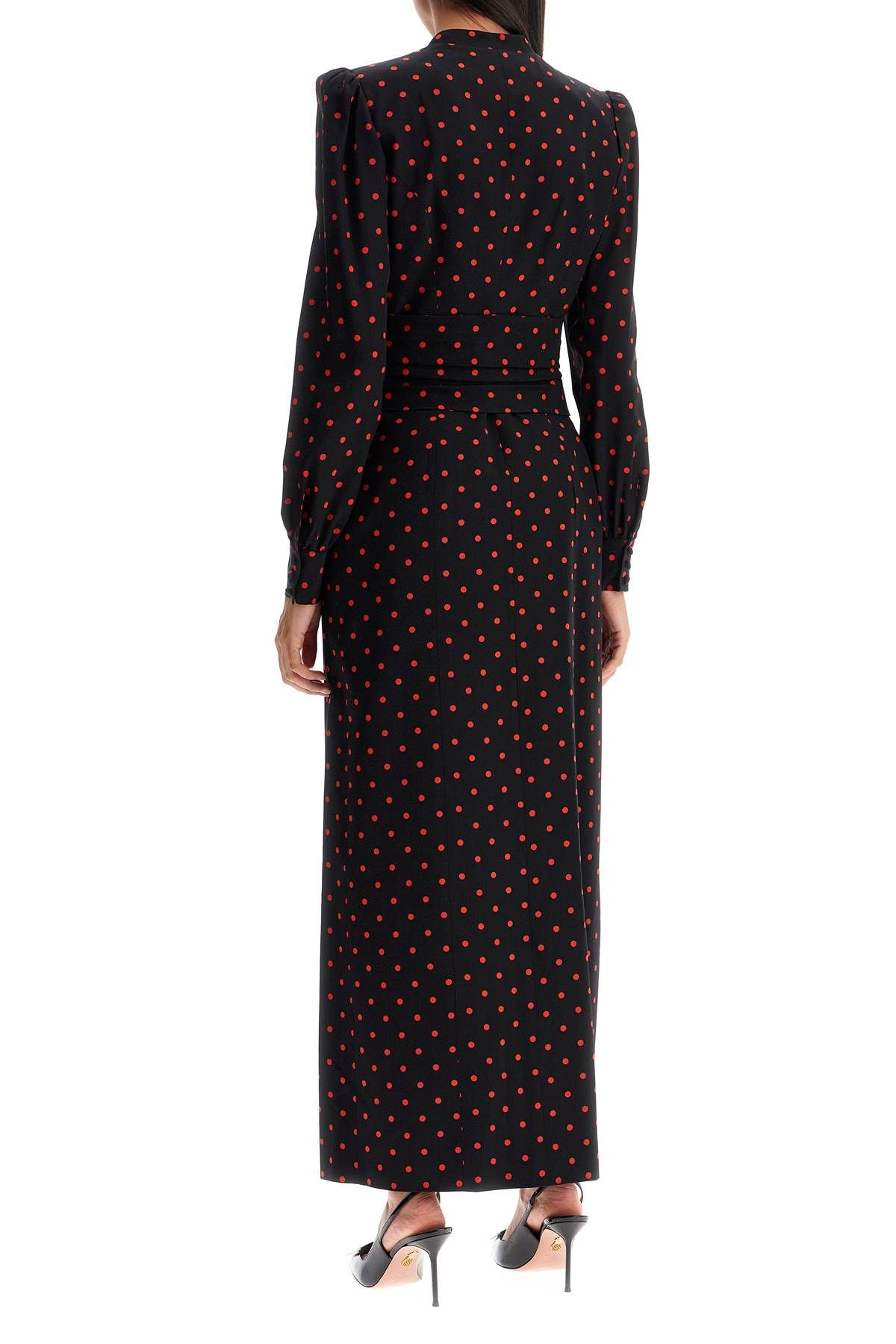 Shop Alessandra Rich Silk Maxi Dress With Polka Dots In Black