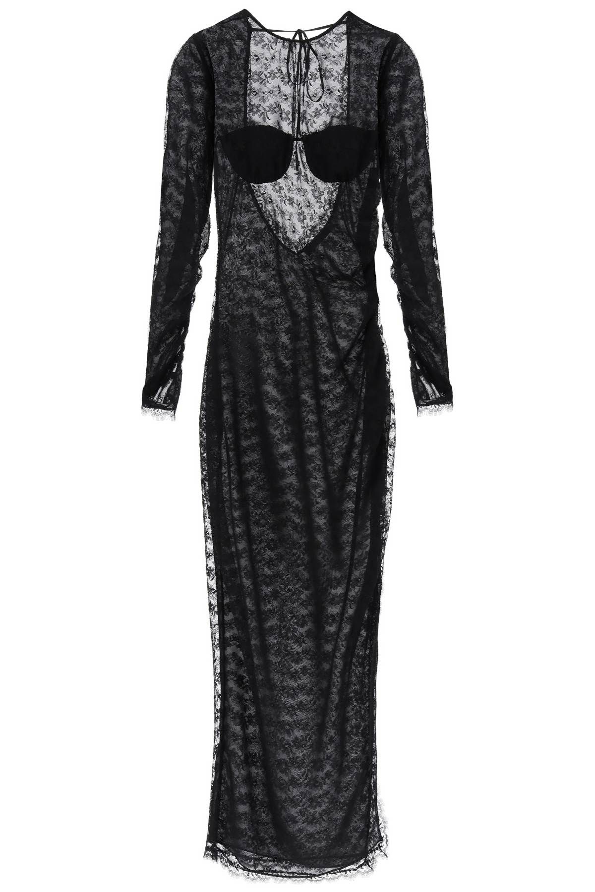 Shop Alessandra Rich Long Lace Gown In Black