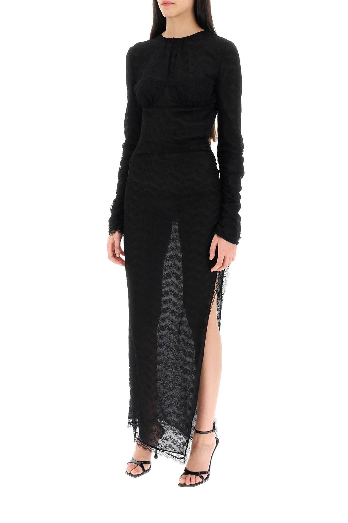 Shop Alessandra Rich Long Lace Gown In Black