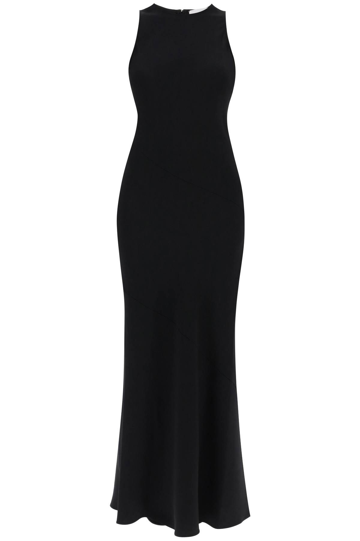 Shop Ami Alexandre Mattiussi Maxi Crepe Dress With Bias Cuts In Black