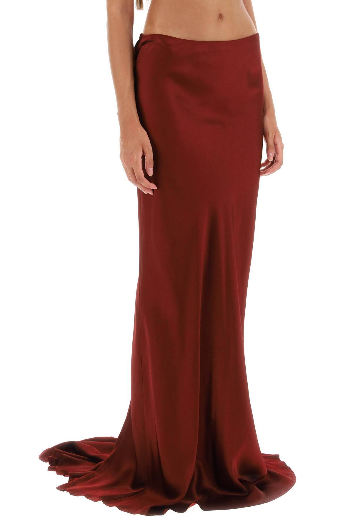 Shop Ann Demeulemeester 'madeleen' Satin Maxi Skirt With Train In Red