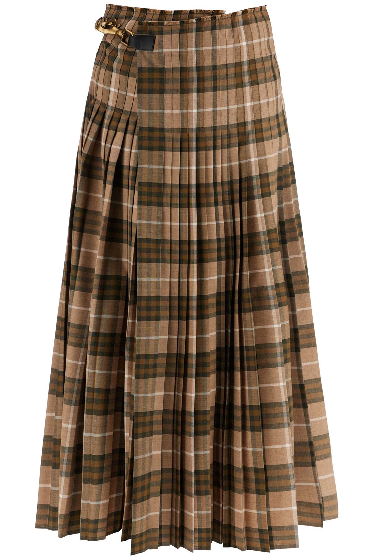 Burberry Ered Wool Blend Maxi Kilt Skirt In Brown