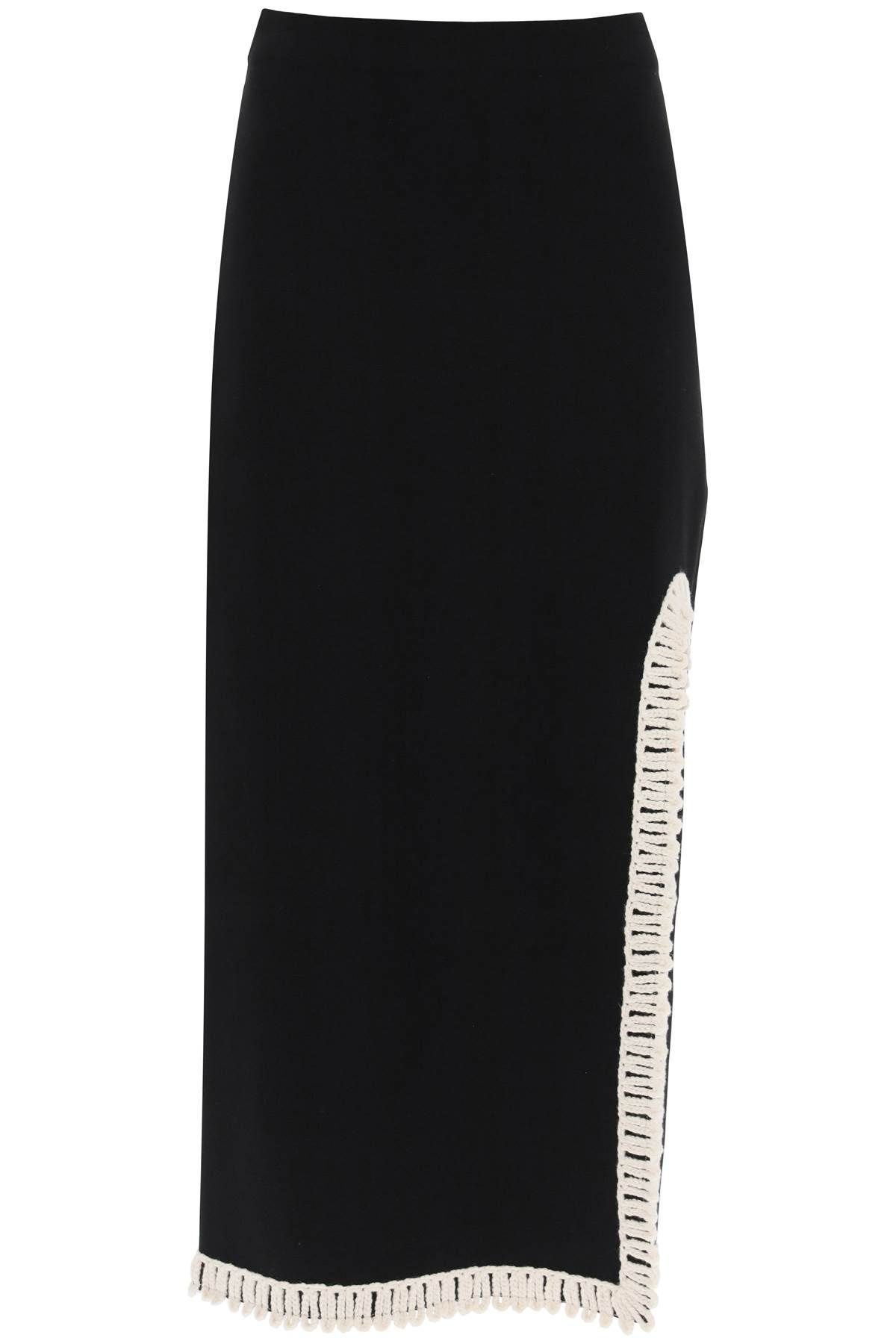 Shop By Malene Birger Gabie Maxi Skirt With Crochet Trims In Black