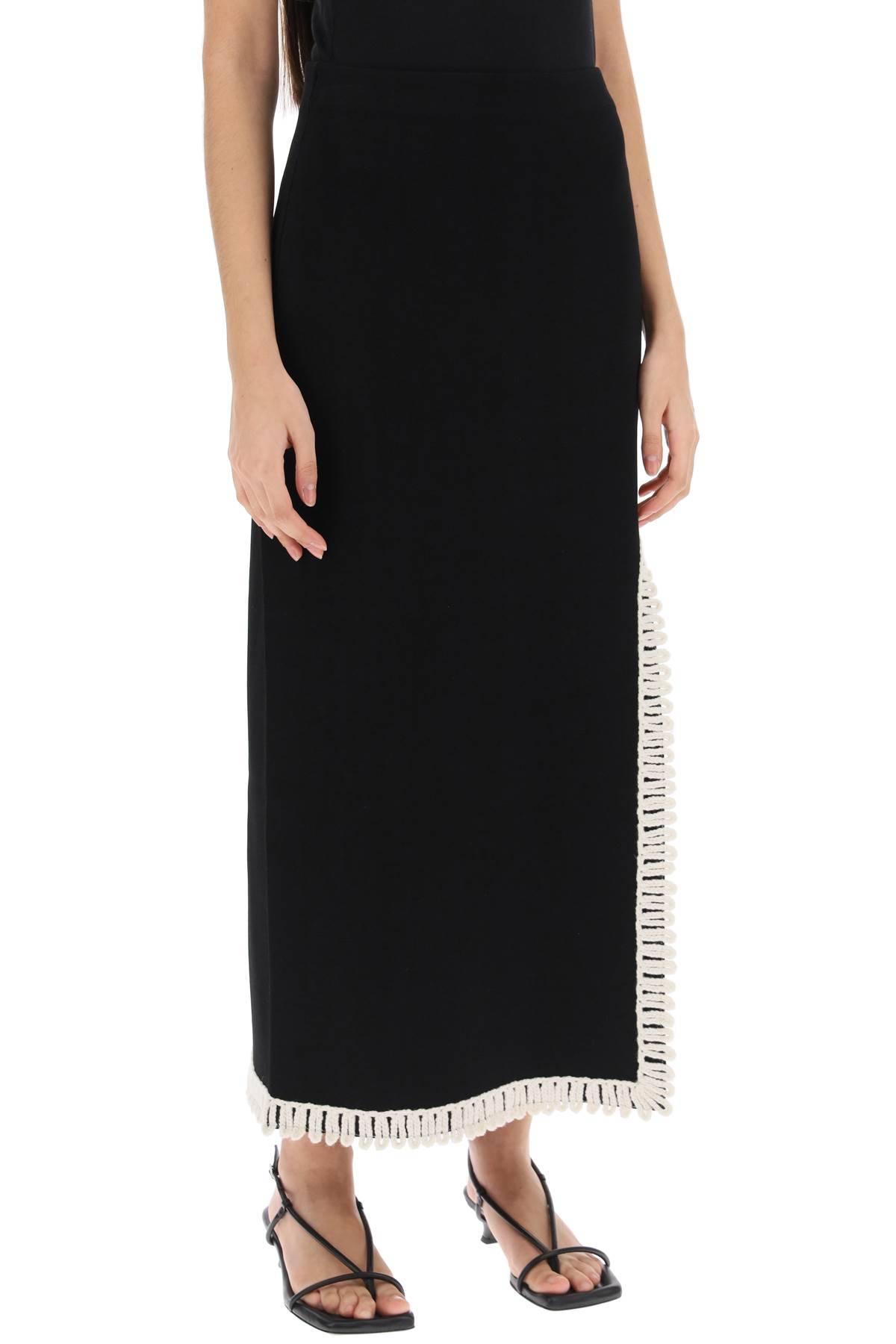 Shop By Malene Birger Gabie Maxi Skirt With Crochet Trims In Black