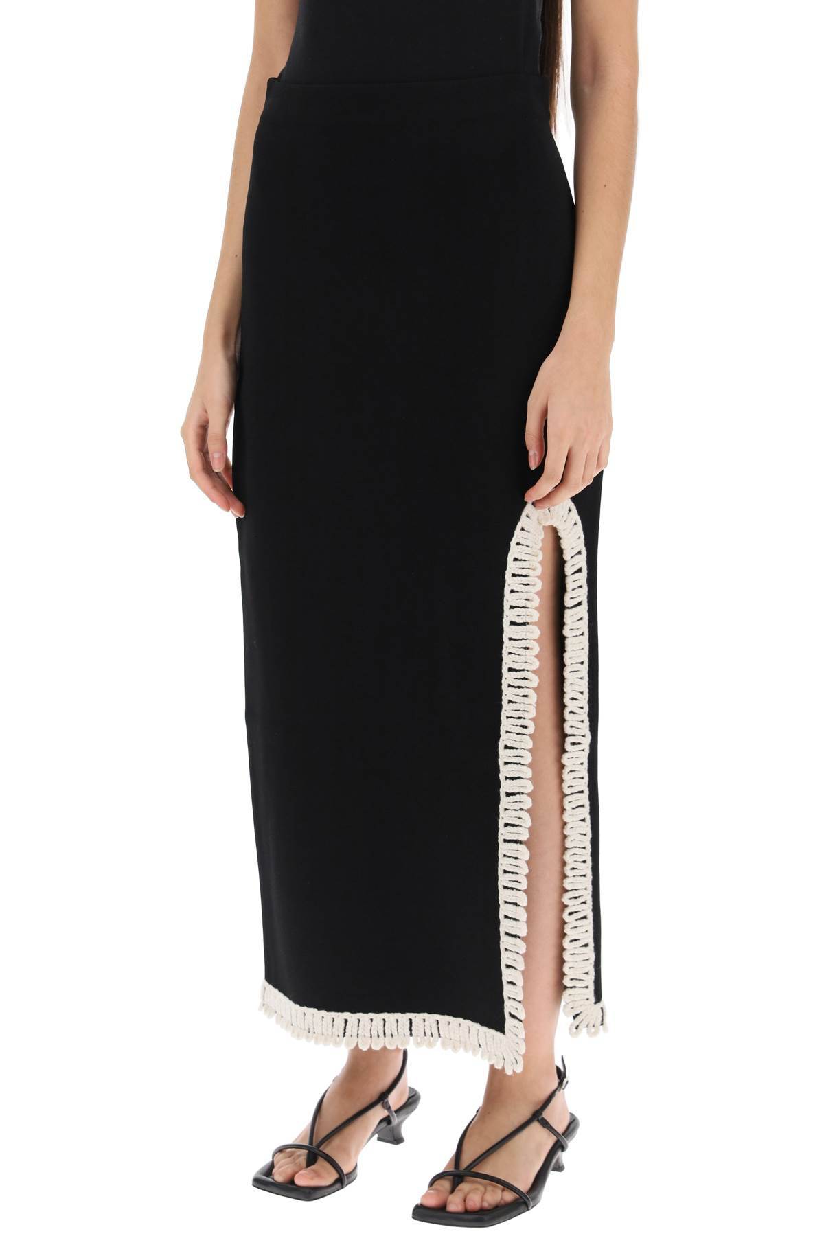 Shop By Malene Birger Gabie Maxi Skirt With Crochet Trims In Black
