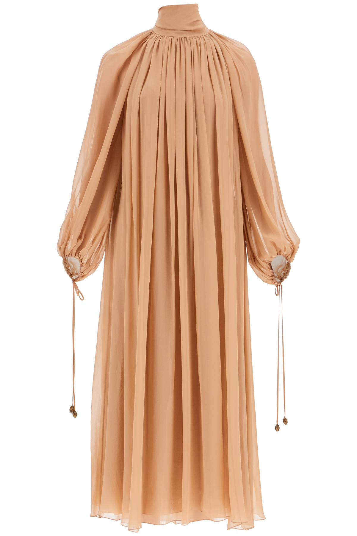 Shop Chloé Long Silk Georgette Dress In Nine In Beige