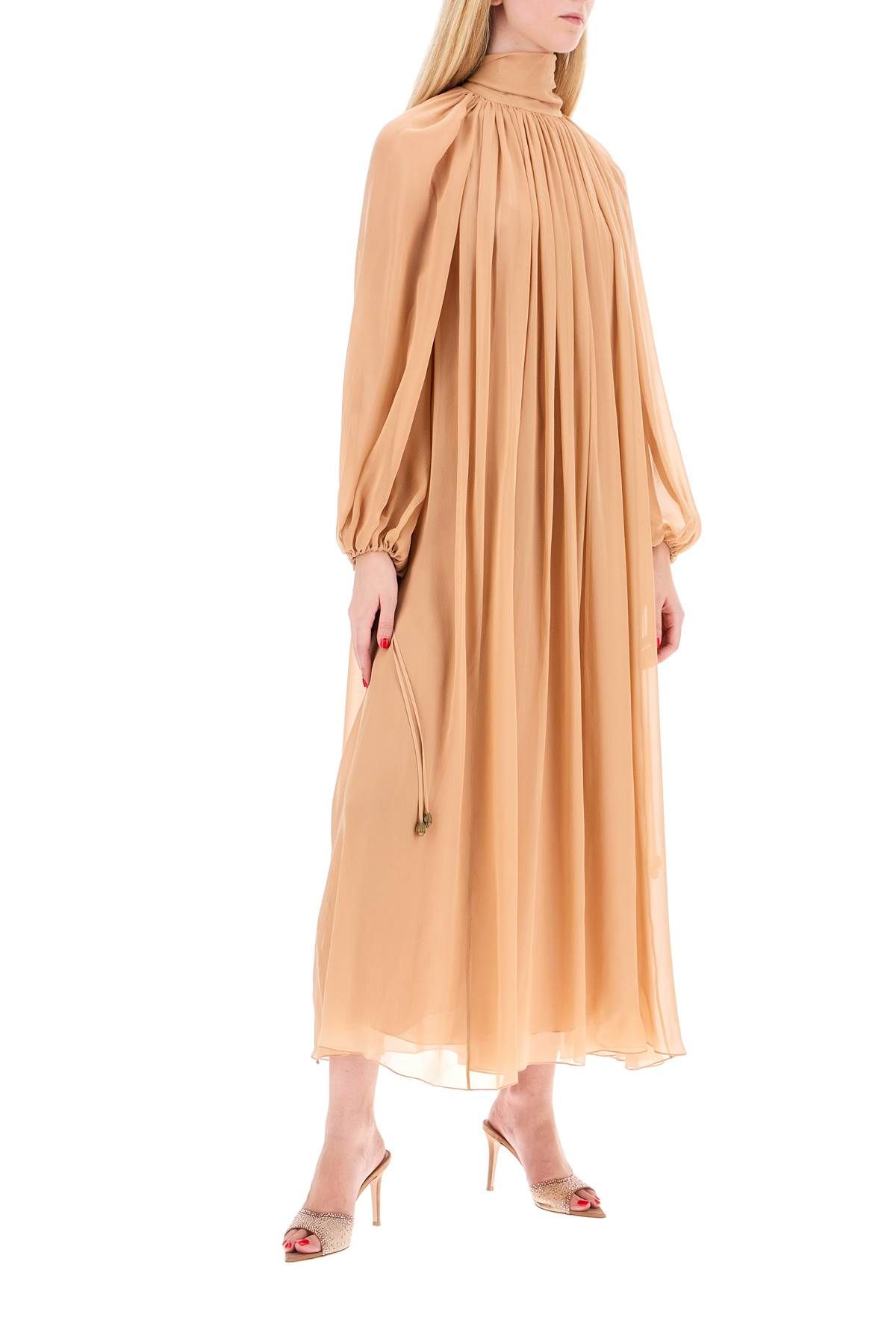 Shop Chloé Long Silk Georgette Dress In Nine In Beige