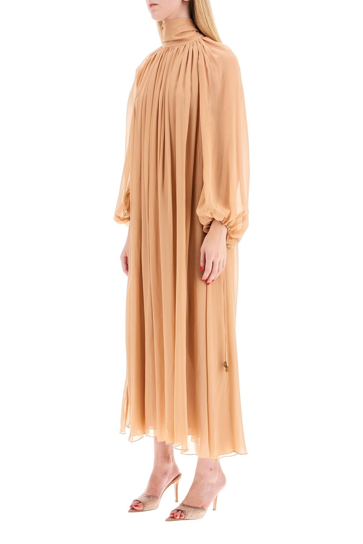 Shop Chloé Long Silk Georgette Dress In Nine In Beige