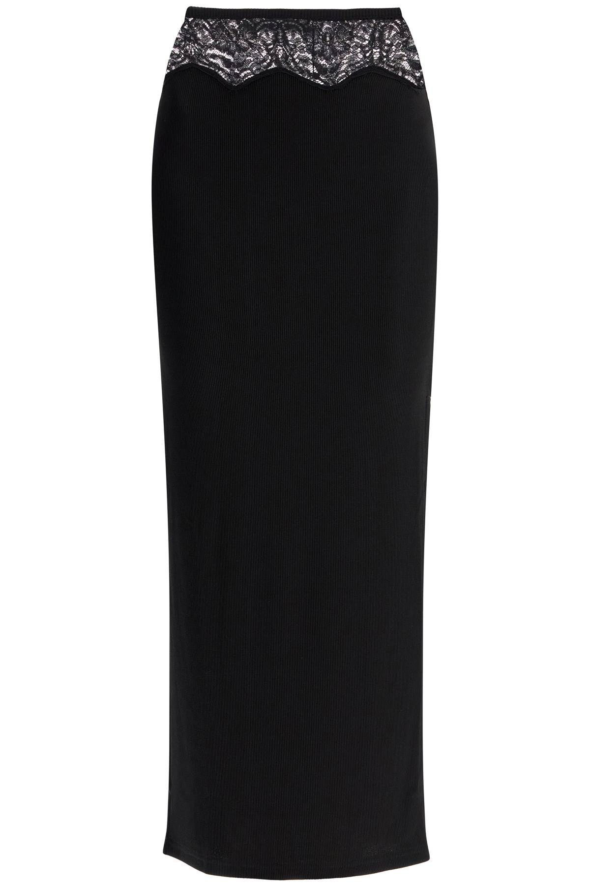 Shop Christopher Esber "knitted Skirt With Lace Detail In Black