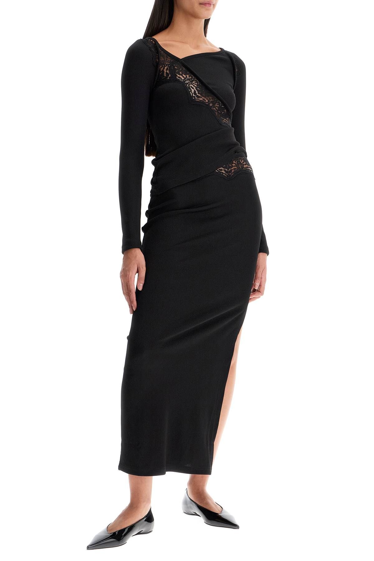 Shop Christopher Esber "knitted Skirt With Lace Detail In Black