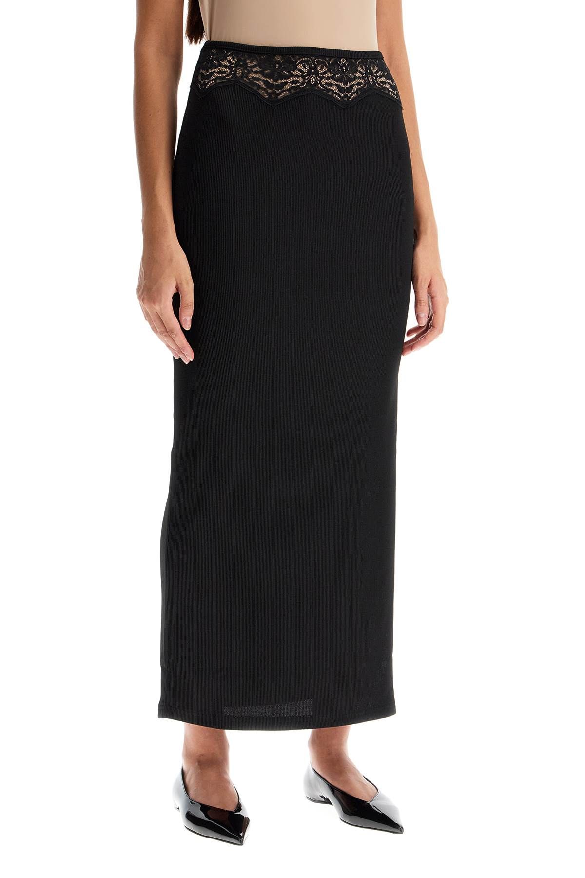 Shop Christopher Esber "knitted Skirt With Lace Detail In Black