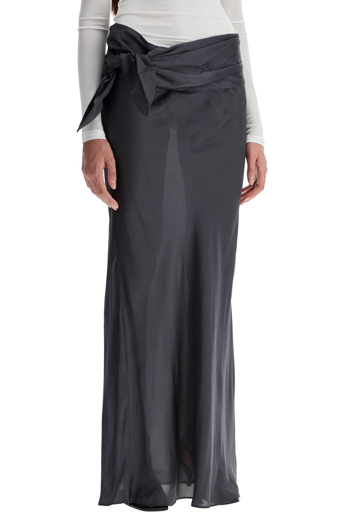 Shop Christopher Esber Maxi Skirt With Knotted Detail In Grey