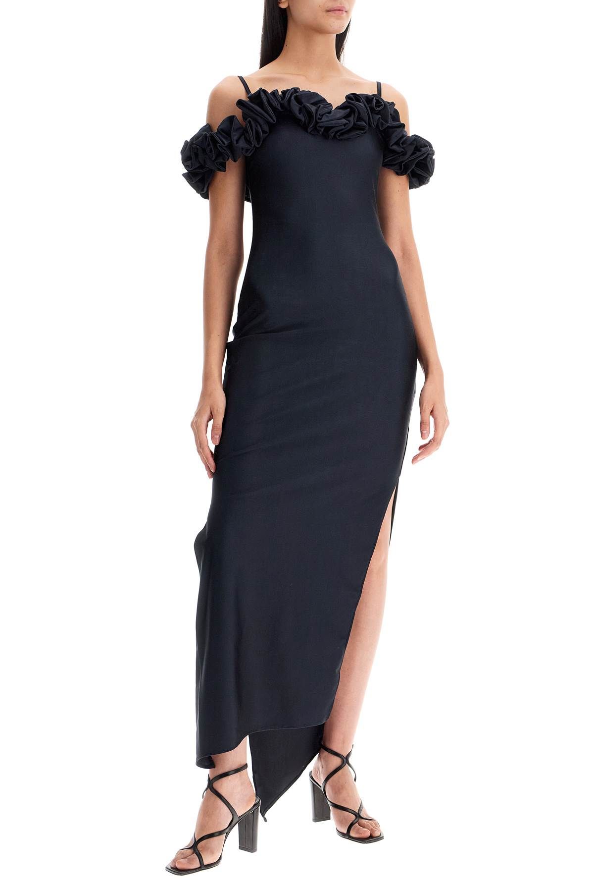 Shop Coperni Maxi Dress With Ruffles In Black