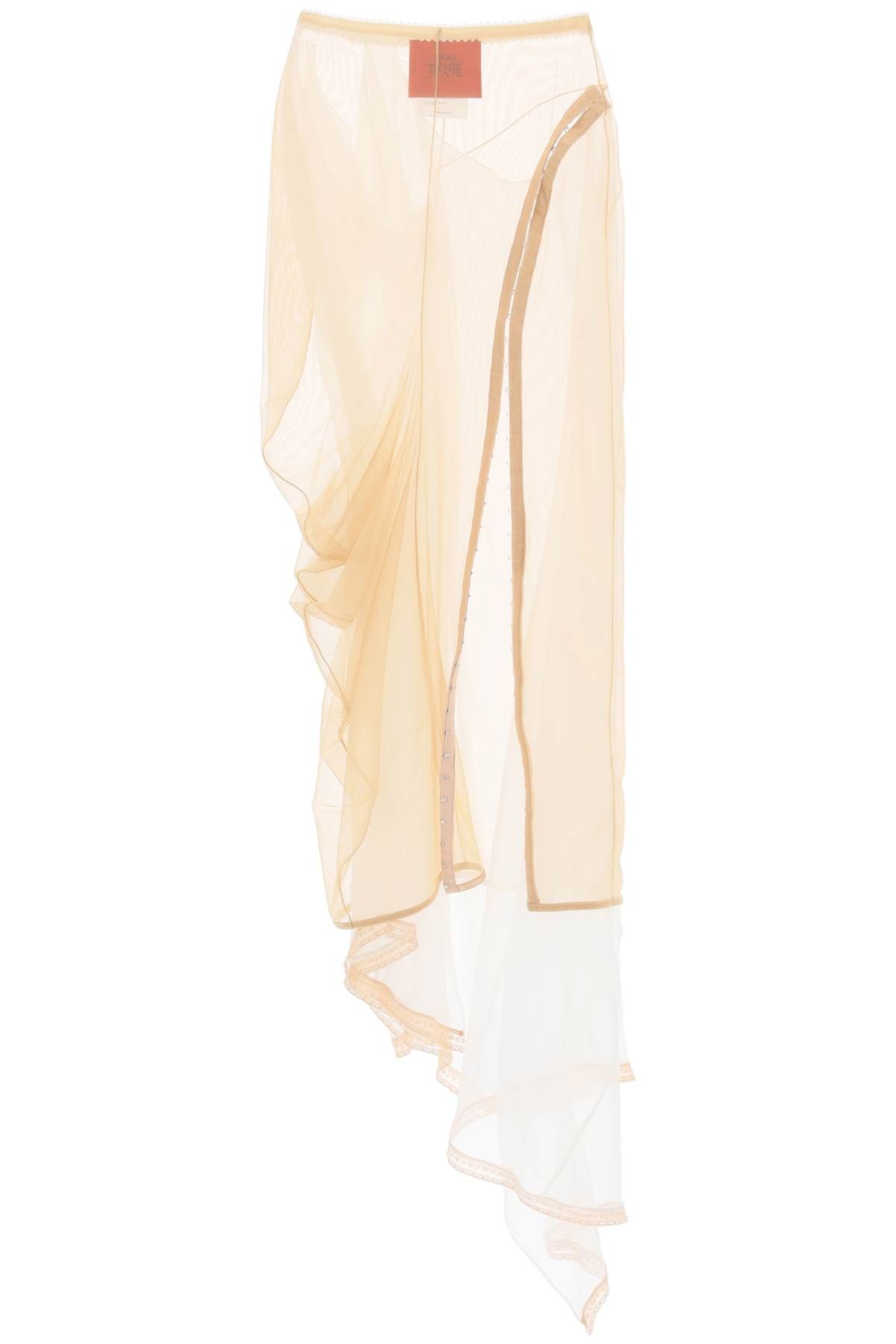 Shop Dilara Findikoglu Long Tulle Public Image Skirt In White,pink