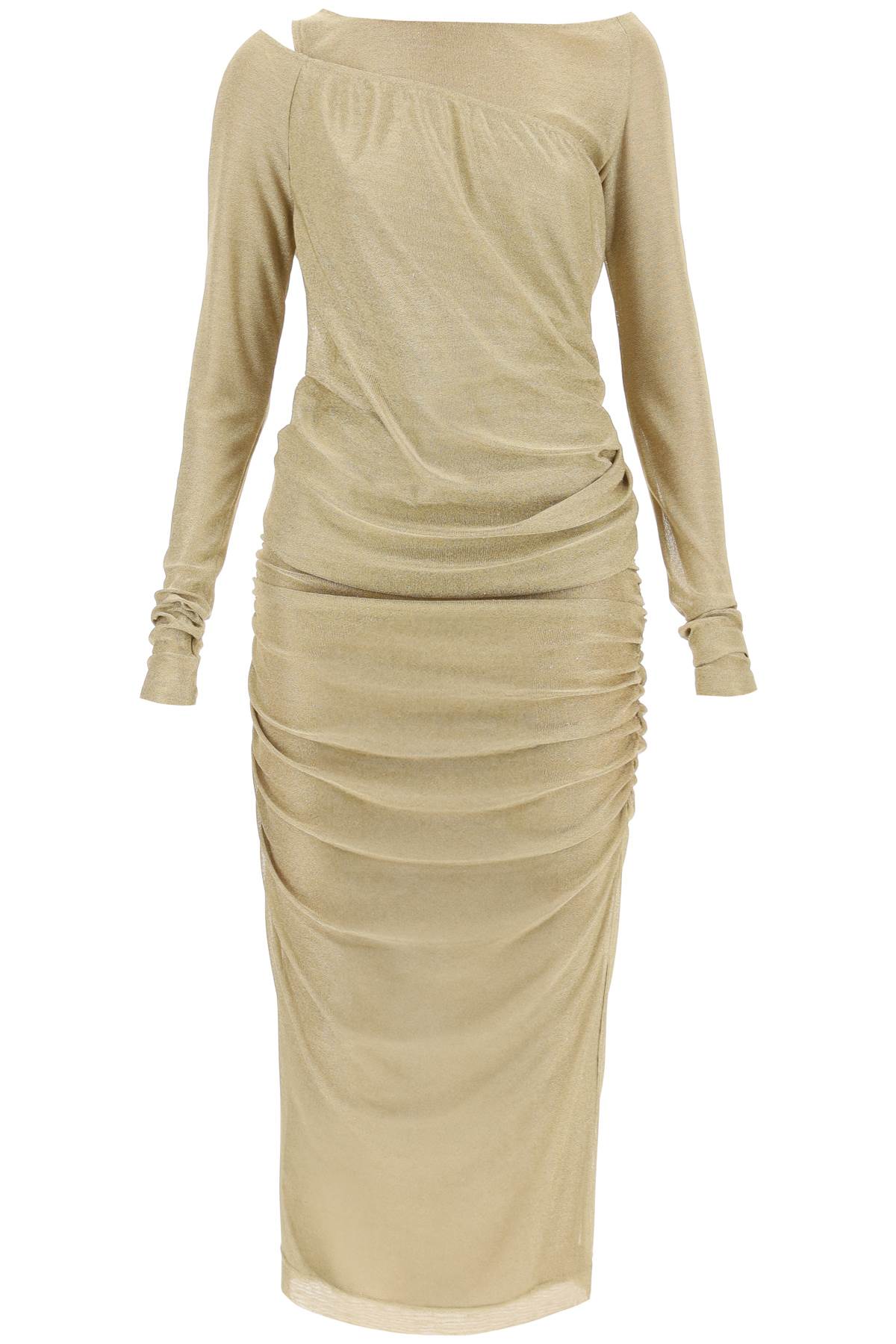 Shop Dolce & Gabbana Long Dress In Lurex Knit In Gold