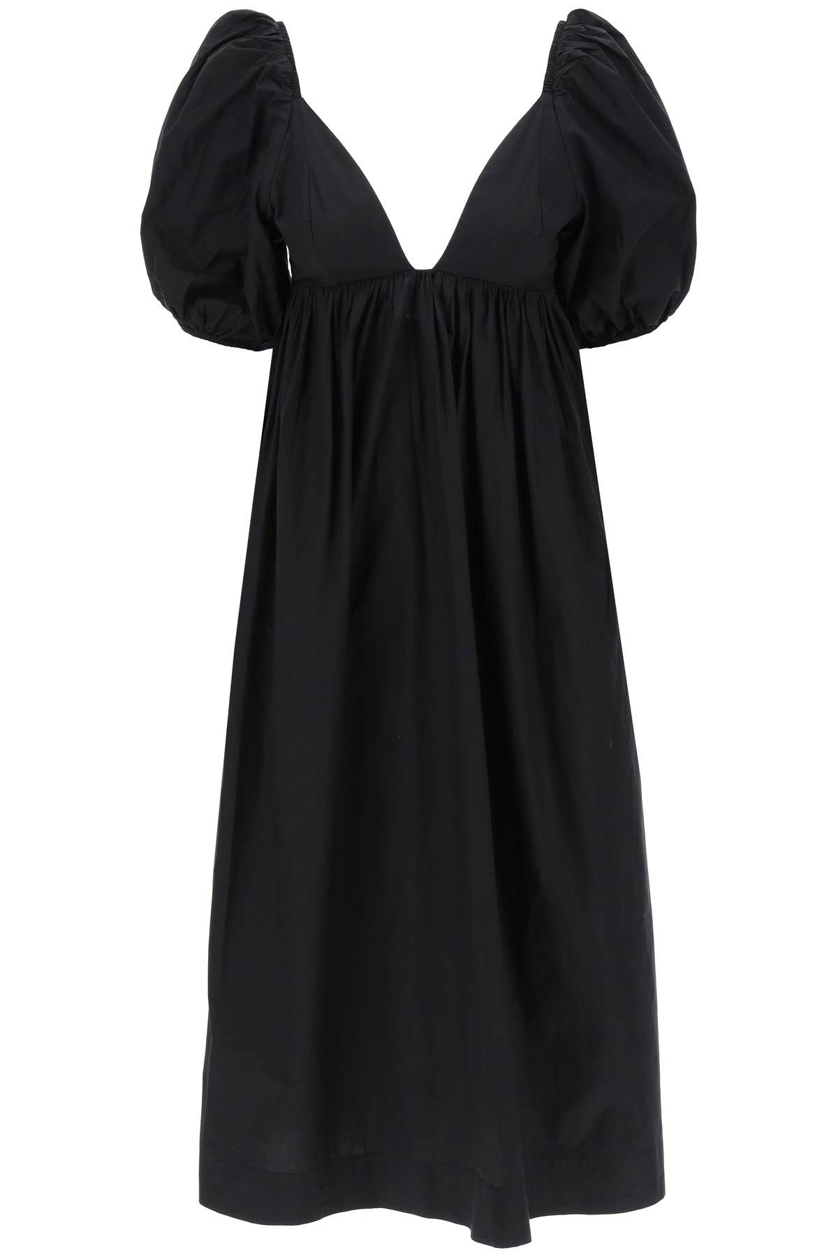 Shop Ganni Maxi Cotton Poplin Dress In In Black