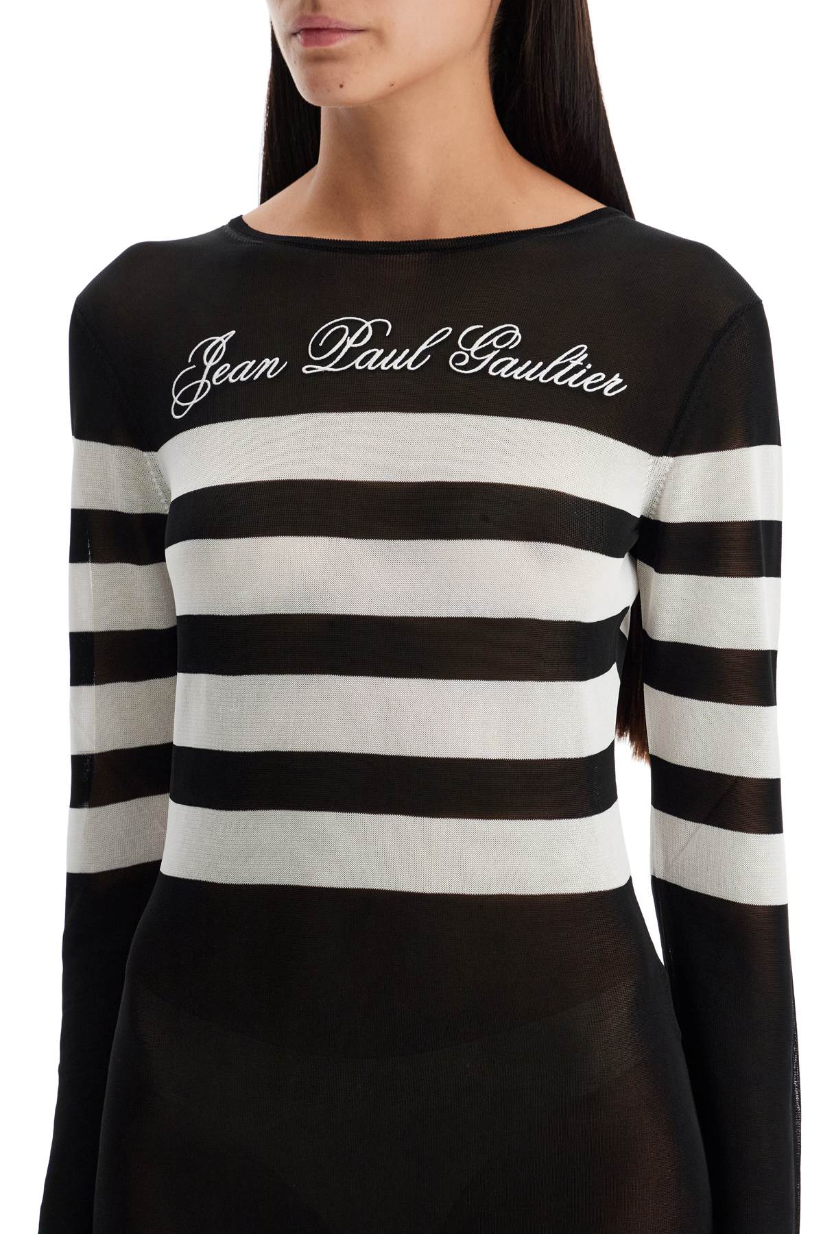 Shop Jean Paul Gaultier Abito In Maglia Marinière Signature In Black